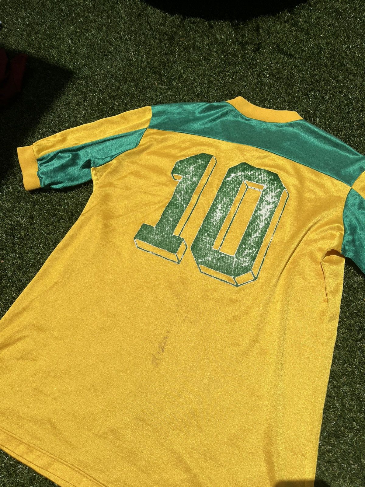 Puma × Vintage VTG 70’s PUMA Yellow & Green Soccer Jersey Size US L / EU 52-54 / 3 - 6 Thumbnail