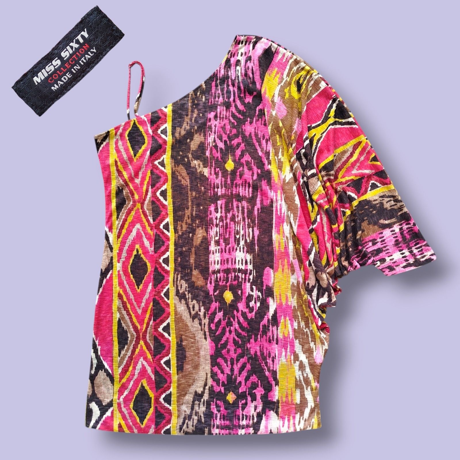 Miss Sixty Dress Tunic One Shoulder Boho Tribal Italy Vintage Y2K Size M / US 6-8 / IT 42-44 - 1 Thumbnail