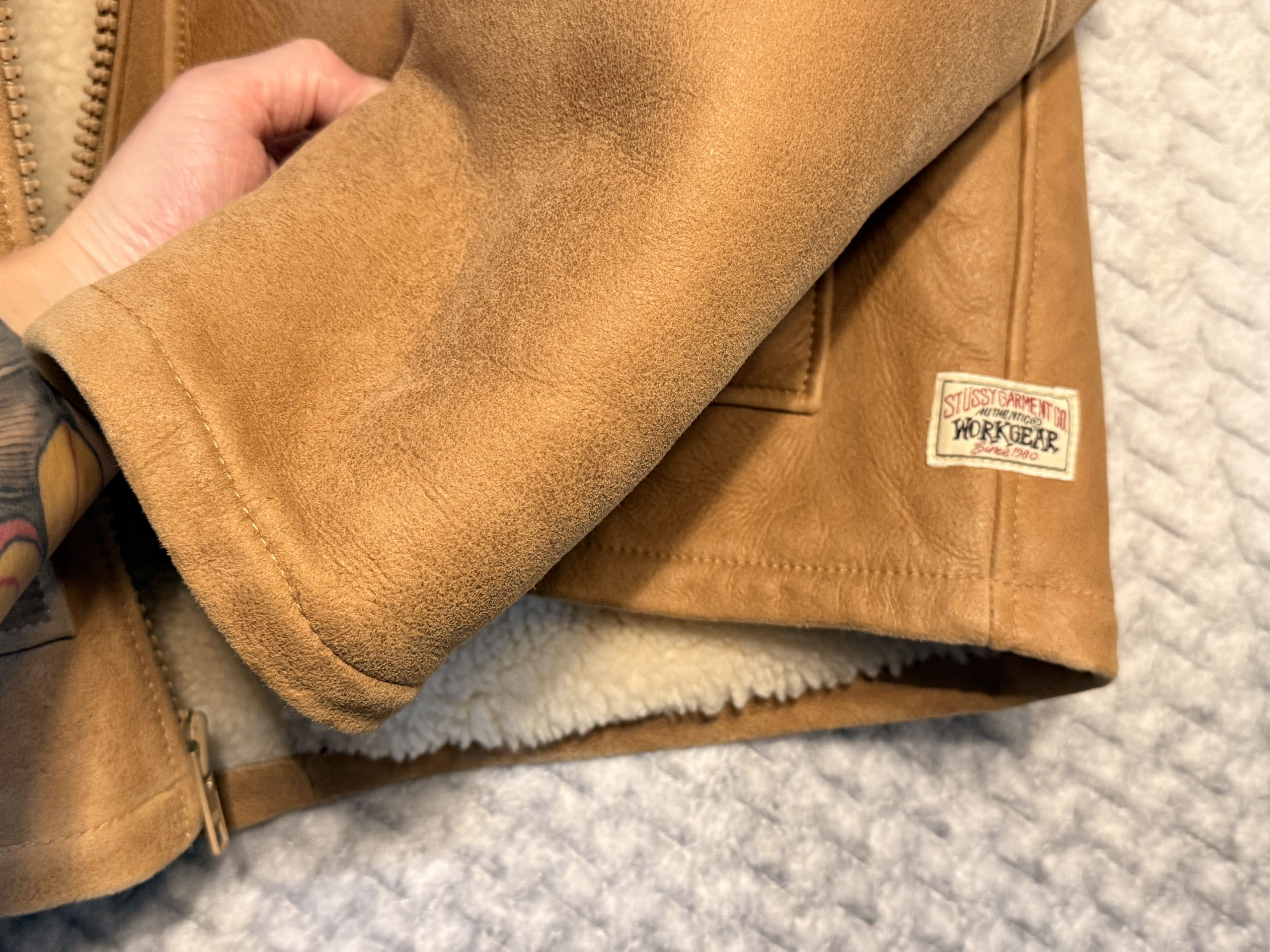 Stussy Shearling Hooded Jacket Tan Size US M / EU 48-50 / 2 - 7 Thumbnail