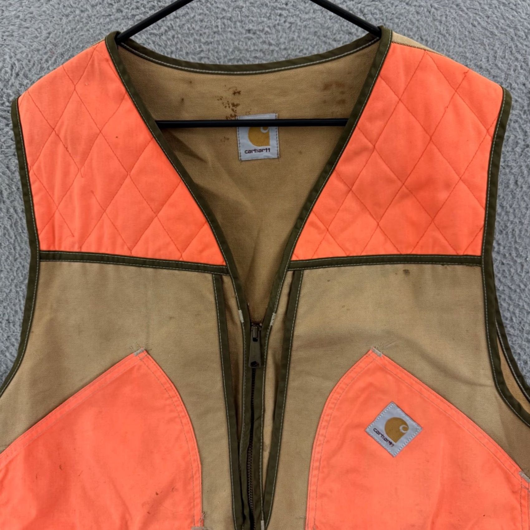 Carhartt VINTAGE Carhartt Vest Mens 2XL Duck Hunting Canvas Orange 90s Full Zip Outdoor Jacket/Coat? Size US XXL / EU 58 / 5 - 3 Thumbnail