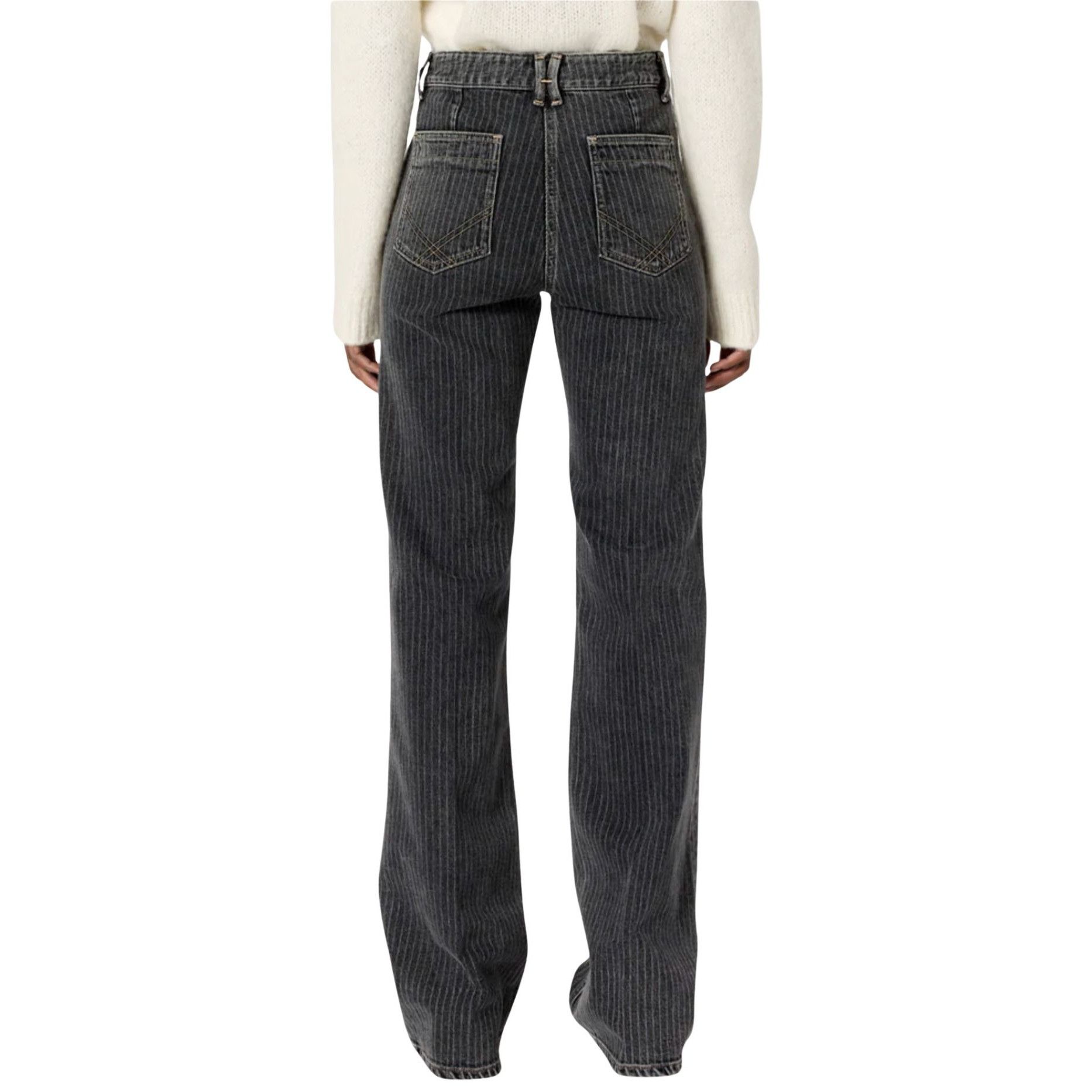 Gerard Darel Gerard Darel Anna Striped Black Flared Jeans Denim EUC $325 Size 25" / US 0 / IT 36 - 3 Thumbnail