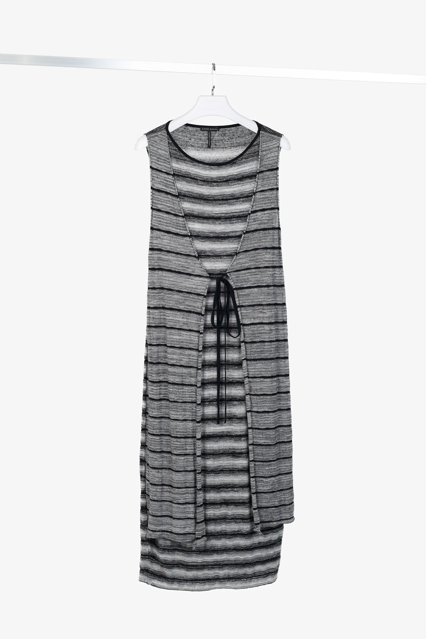 Sarah Pacini Sarah Pacini Grey & Black Striped-Knit Maxi Dress Size ONE SIZE - 1 Thumbnail