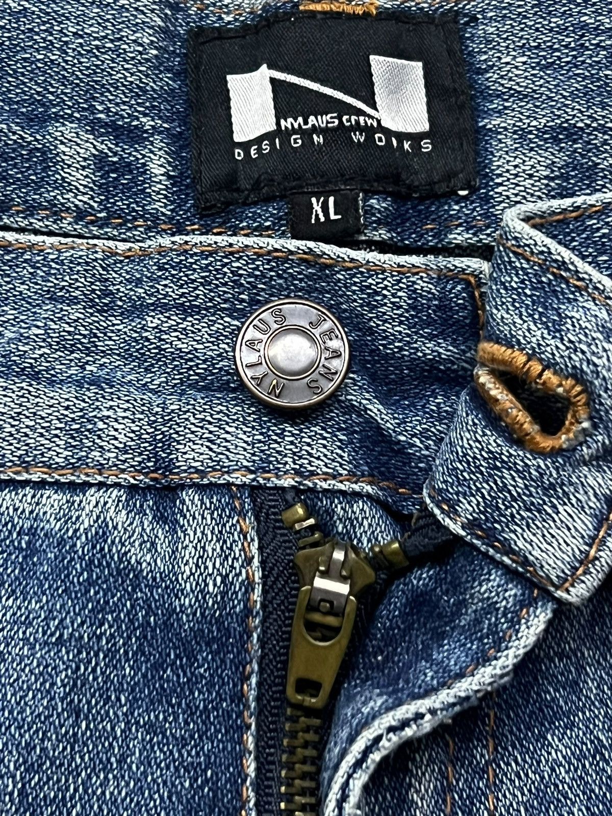 Japanese Brand Vintage Nylaus Jeans Japan - Faded Wash, Patches Distressed Size US 33 - 9 Thumbnail
