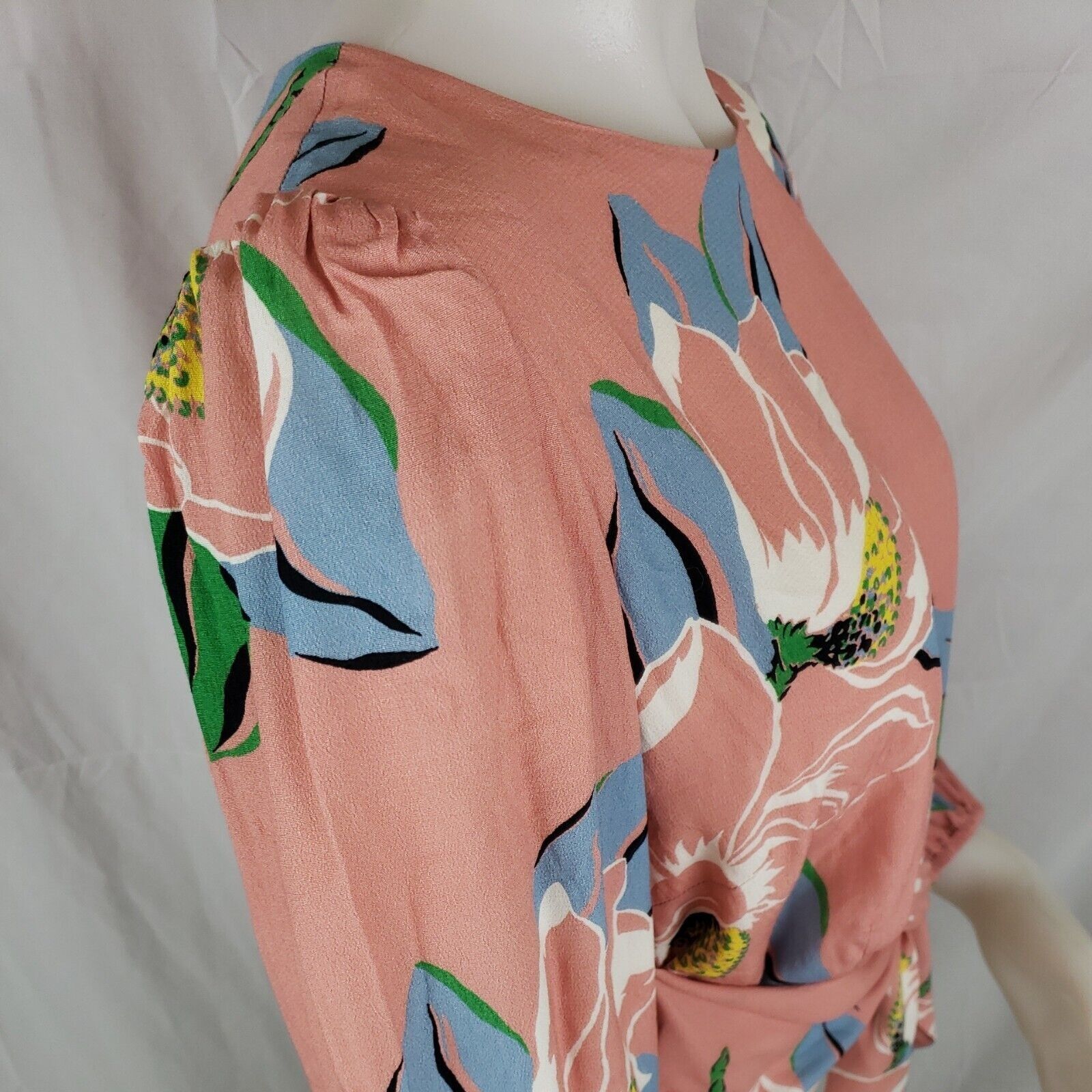 Other Capulet Linen Blend Top Womens L Pink Floral Balloon Sleeve Size L / US 10 / IT 46 - 2 Thumbnail