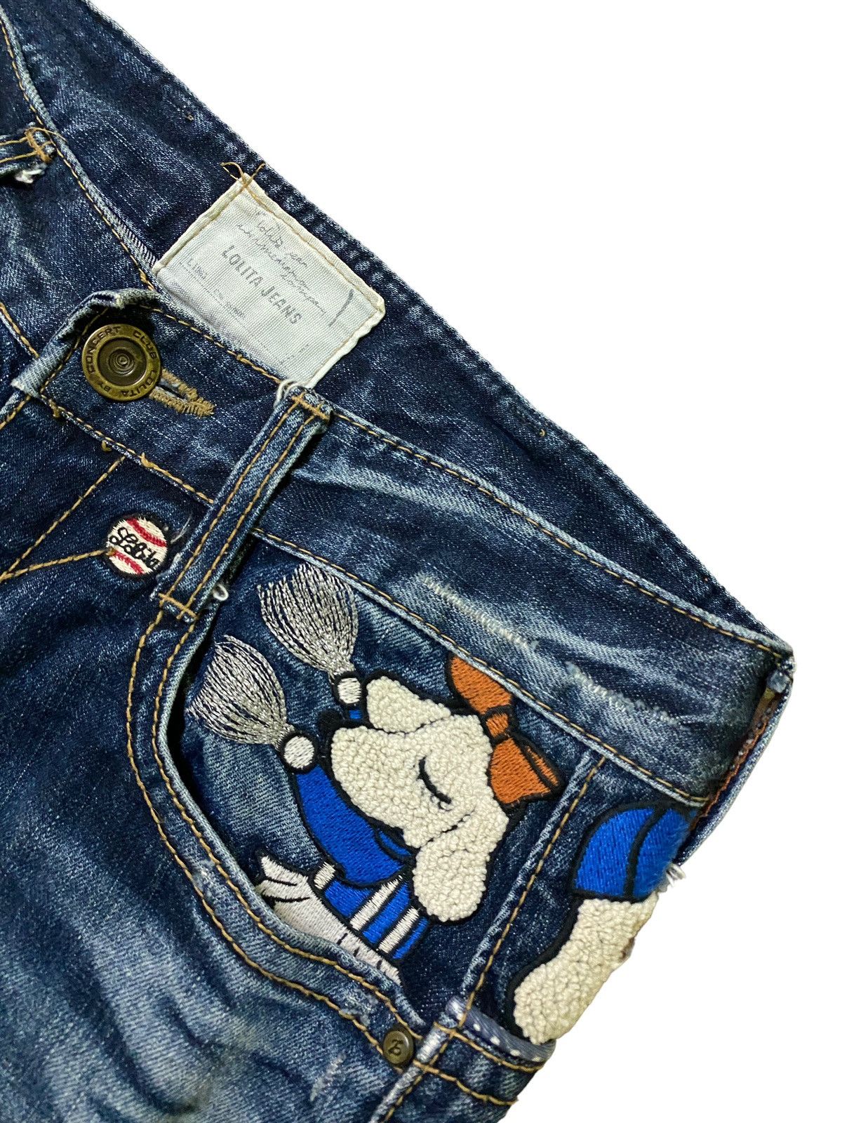Japanese Brand × Vintage Rare Yoshitomo Nara Lolita Embroidered Jeans Size US 28 / EU 44 - 8 Thumbnail