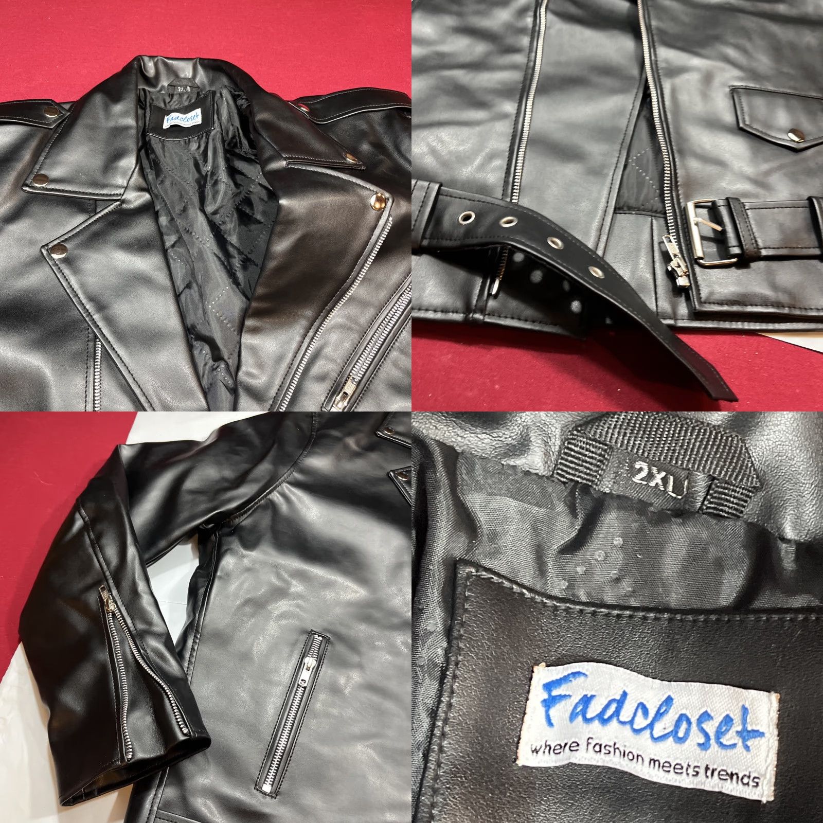Vintage VINTAGE Motorcycle Jacket Mens 2XL Black Faux Leather Moto Biker Zip Pockets FADCLOSET Size US XXL / EU 58 / 5 - 8 Thumbnail