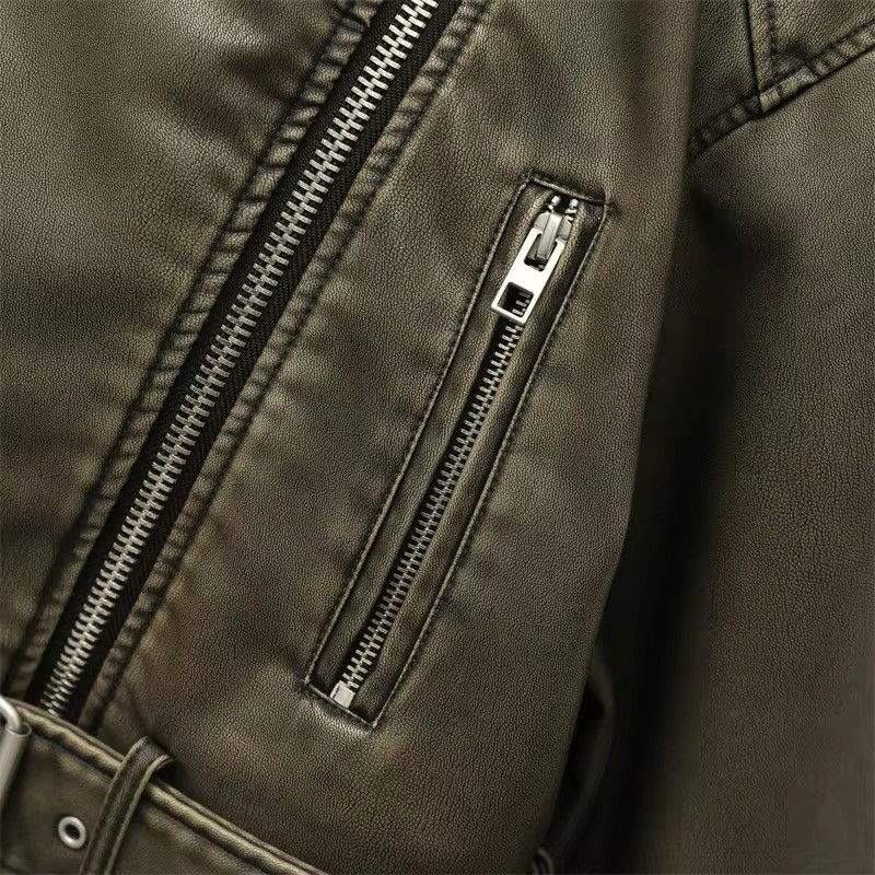 Jean Retro Carbon Oversized Loose Pu Faux Leather Short Jacket Size XL / US 12-14 / IT 48-50 - 9 Thumbnail