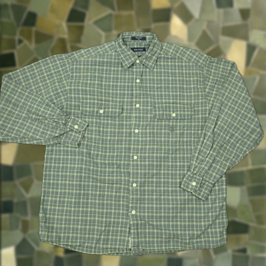 Nautica Nautica Shirt Mens Medium Green Plaid Button-Up Casual Shirt Size US M / EU 48-50 / 2 - 1 Thumbnail