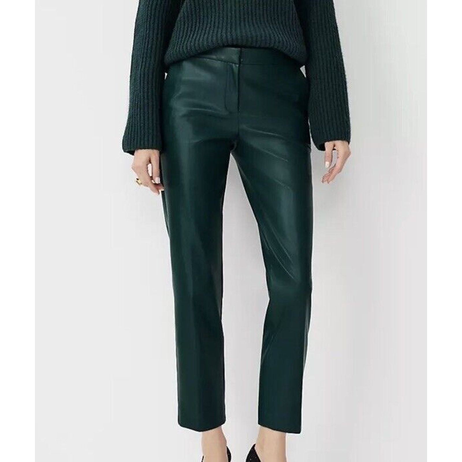 Ann Taylor Ann Taylor High Rise Eva Ankle Pant Faux Leather Curvy SZ 2 Size 26" / US 2 / IT 38 - 2 Thumbnail