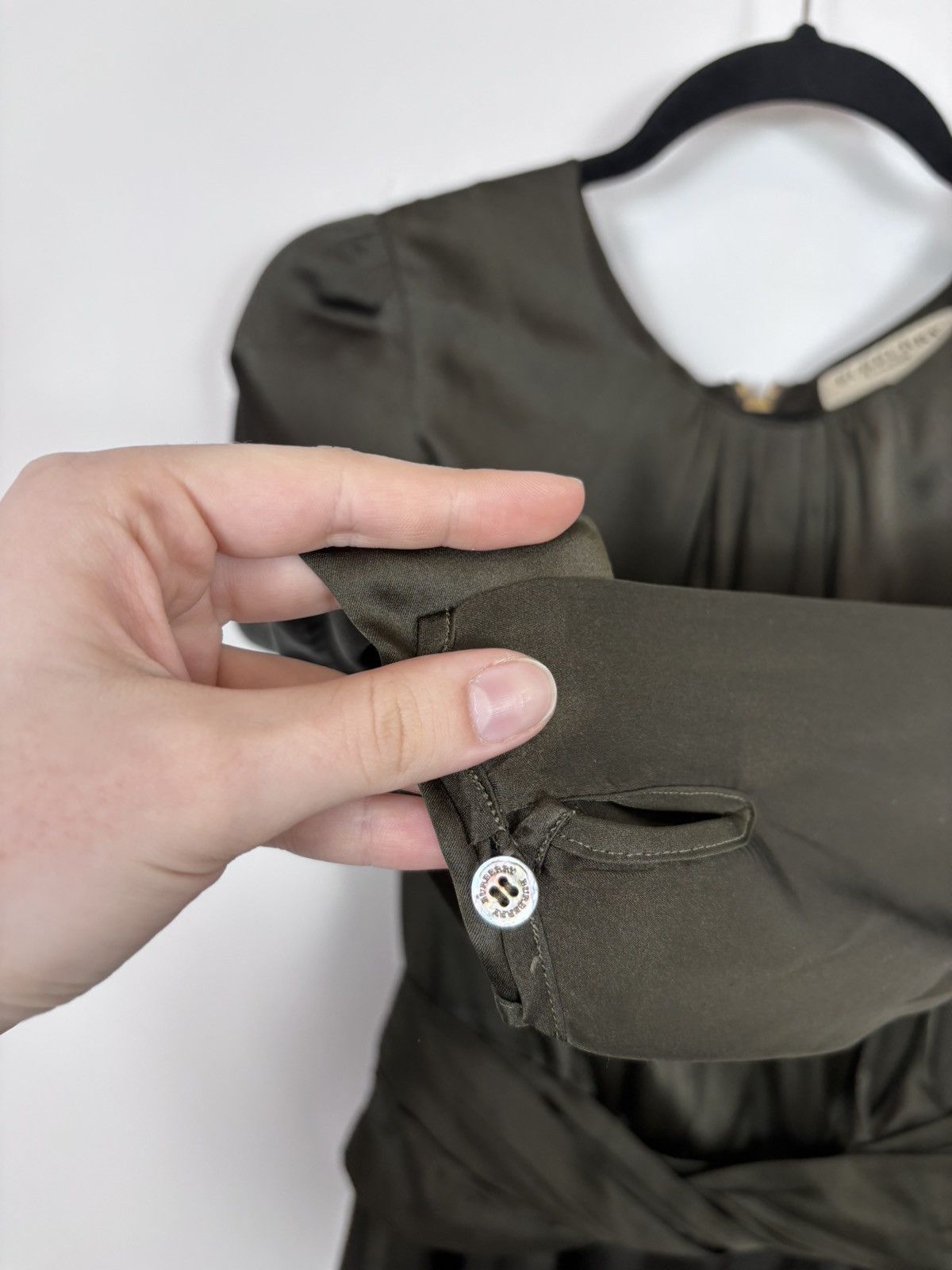 Burberry Burberry London Women’s Khaki Long Sleeve Blouse Top Size XS / US 0-2 / IT 36-38 - 11 Thumbnail