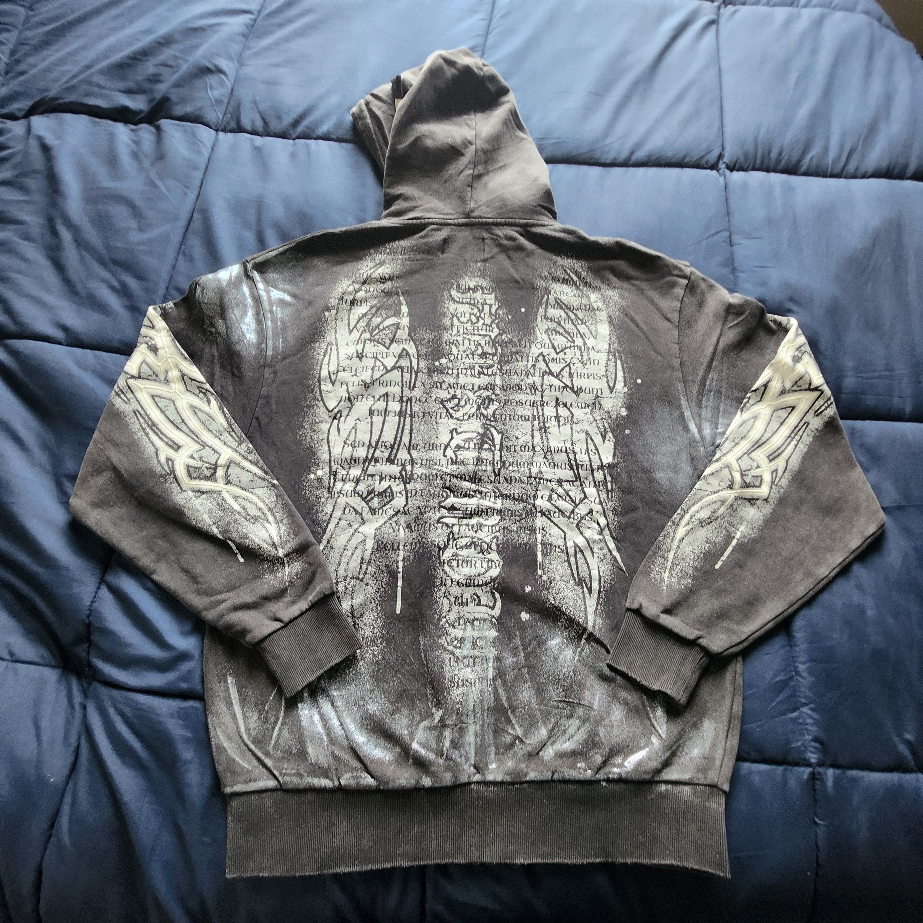Other First Row Metallic Script Spray-Wash Zip-Up Hoodie Dark Grey Size US L / EU 52-54 / 3 - 7 Thumbnail