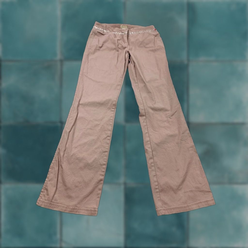 Anthropologie VINTAGE Anthropologie Elevenses Pants Women’s 2 Pink Canvas Beaded Embellishment Wide-Leg Ankle Pockets Spandex Cotton Bohemian Y2K City Size 26" / US 2 / IT 38 - 1 Thumbnail