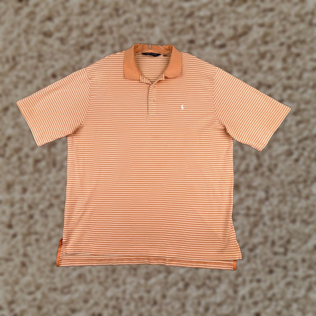 Ralph Lauren VINTAGE Ralph Lauren Polo Golf Shirt Men XL Orange Stripe 100% Cotton Slim Fit Button Collar Short Sleeve Read Size US XL / EU 56 / 4 - 1 Thumbnail