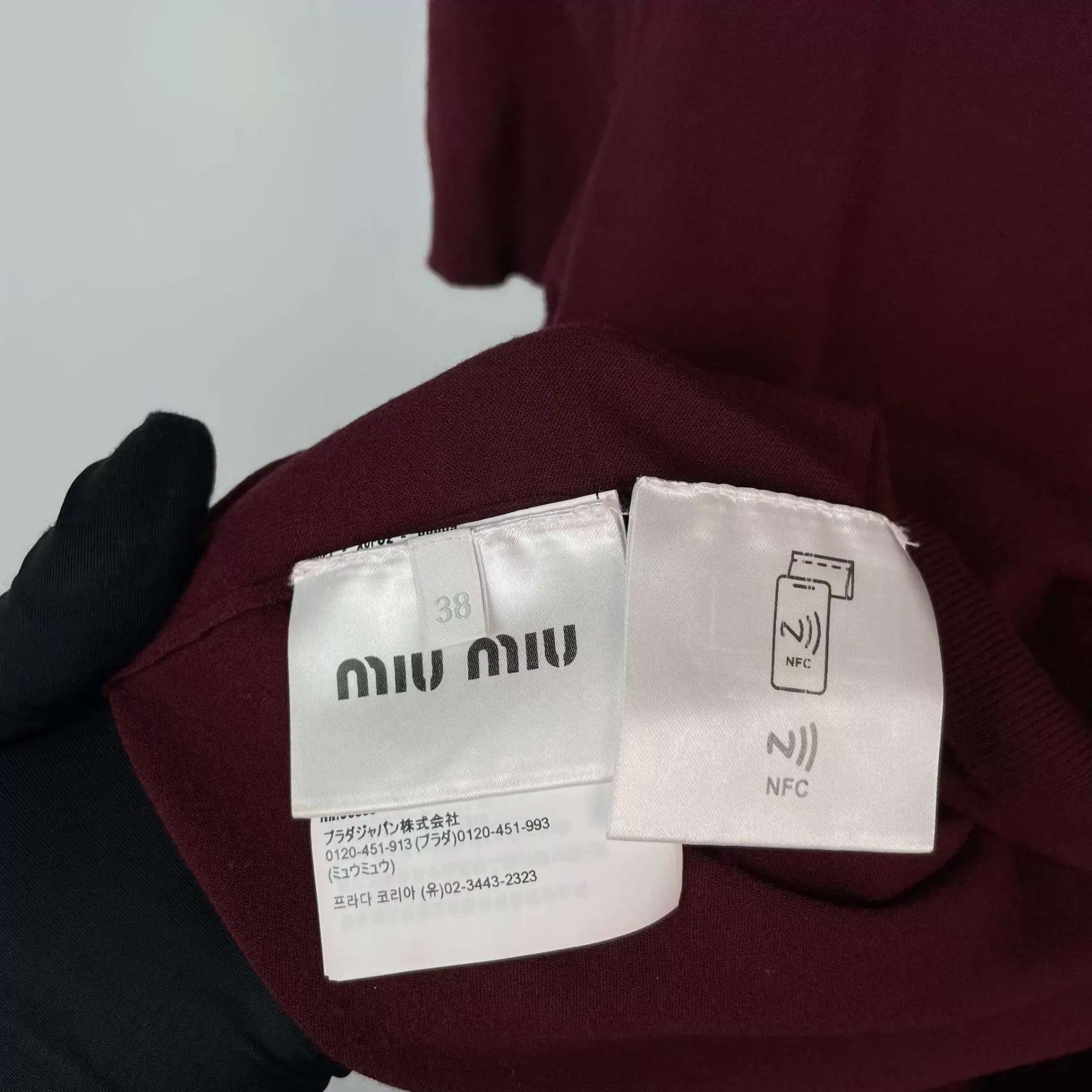 Miu Miu MIU MIU women's burgundy knit short sleeve size 38 Size XS / US 0-2 / IT 36-38 - 5 Thumbnail
