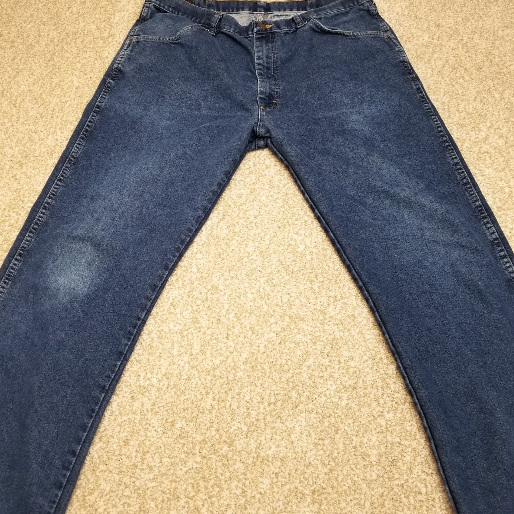 Wrangler Wrangler Jeans Men 38x32 Blue Denim Regular Fit 5-Pocket Design Cotton Polyester Vintage 90s USA Jeans Mens Size US 38 / EU 54 - 2 Thumbnail
