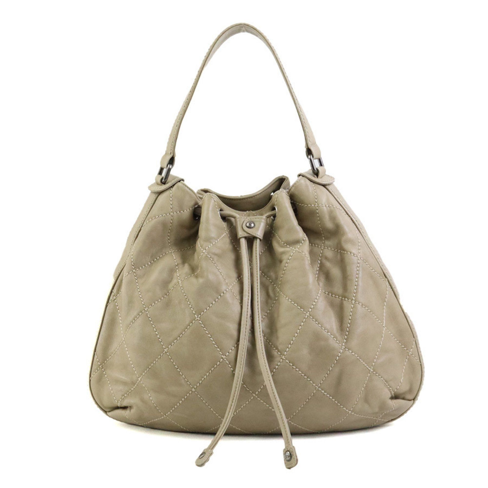 image of Chanel Shoulder Bag Wild Stitch Leather Beige Ladies, Women's
