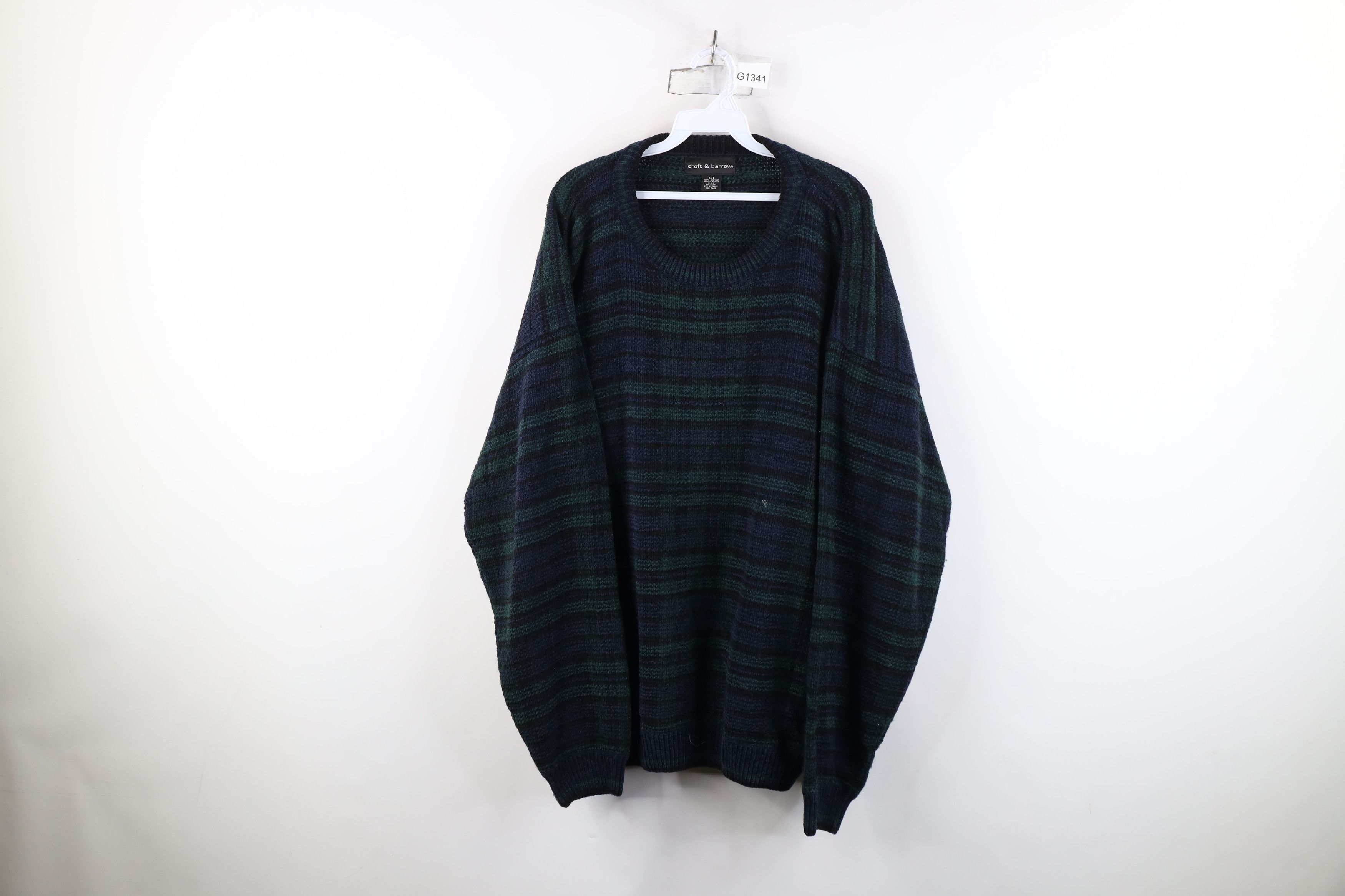 Vintage Vintage 90s Streetwear Crewneck Sweater Black Watch Plaid Size US XL / EU 56 / 4 - 1 Thumbnail