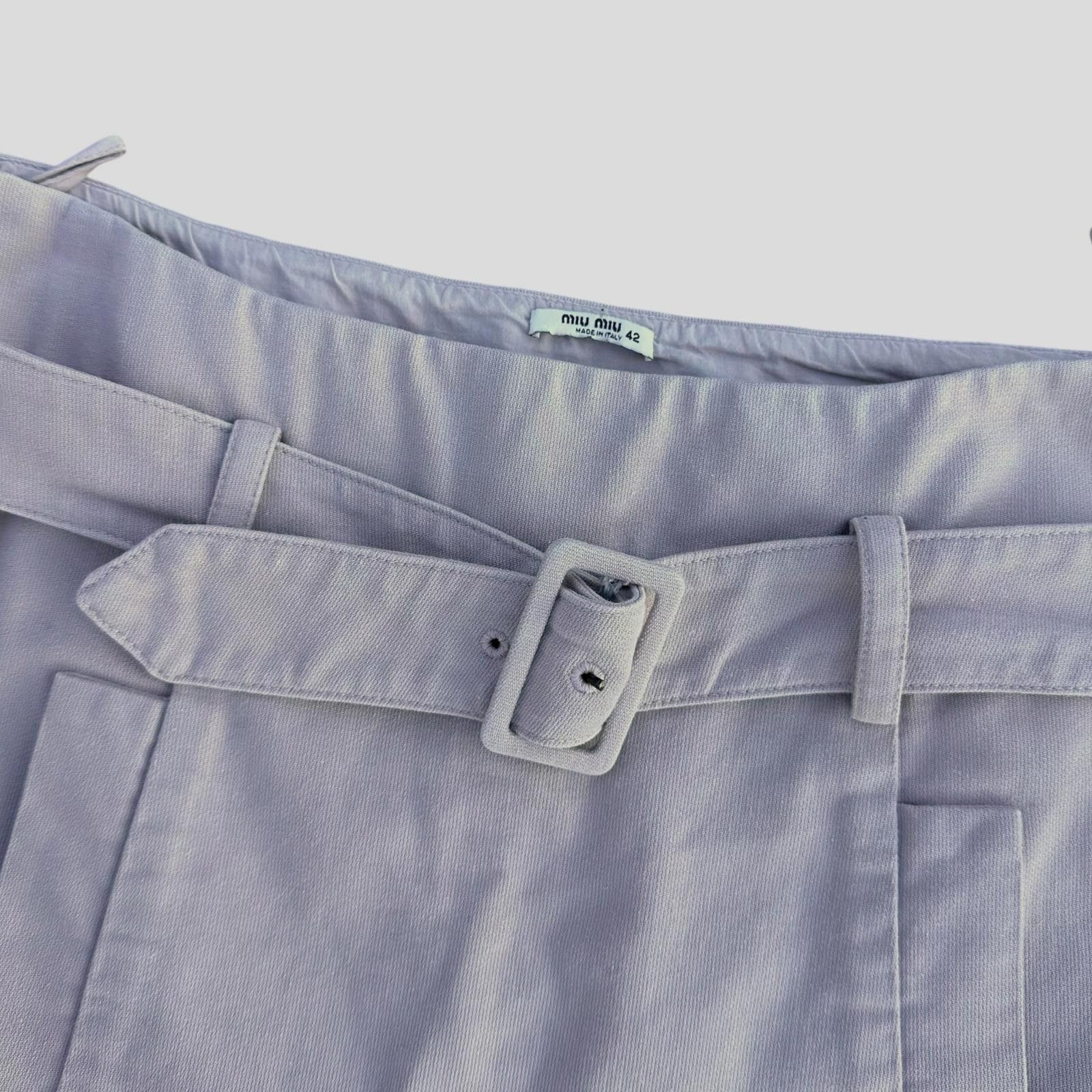 Miu Miu Miu Miu 00’s Lilac Cotton Belted Pleated Pocket Skirt - IT42 Size 28" / US 6 / IT 42 - 2 Thumbnail