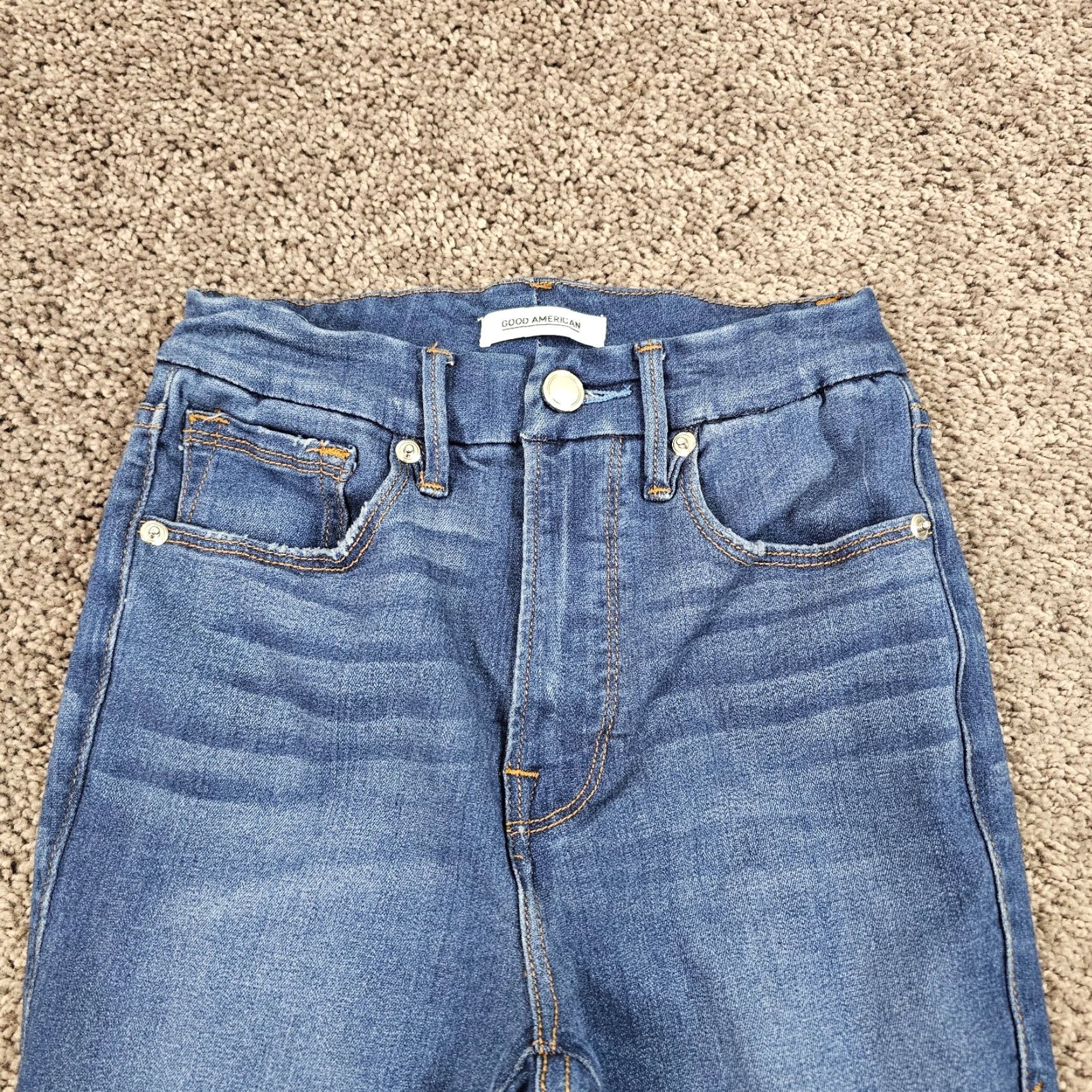 Good American Good American Jeans Women 24 Skinny Mid Rise Distressed Blue Good Waist Stretch 27 Inseam Size 42" / US 20 - 2 Thumbnail