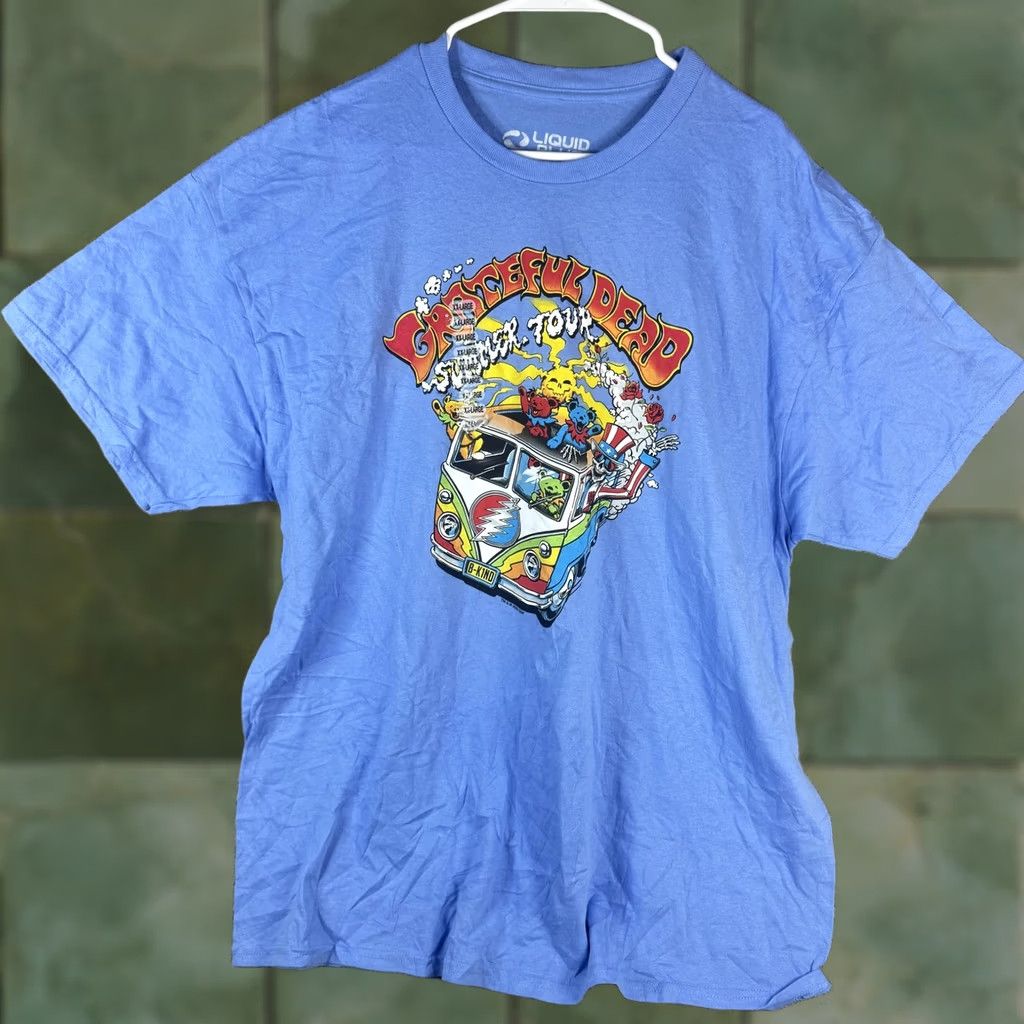 Liquid Blue VINTAGE Liquid Blue Grateful Dead Shirt Mens 2XL Blue Summer Tour Band Music Graphic Tee Size US XXL / EU 58 / 5 - 1 Thumbnail