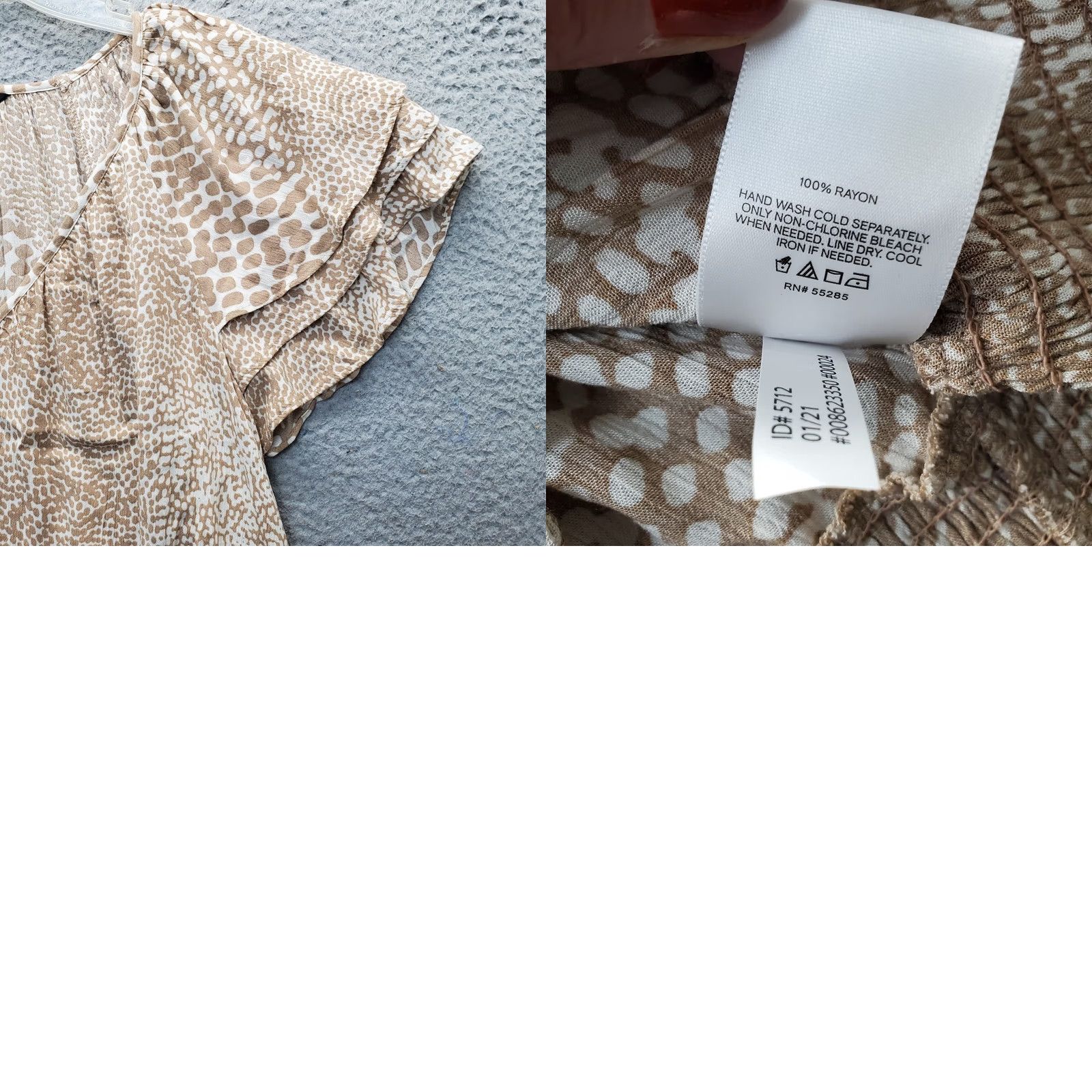 Express Express Blouse Women Size L Multi Animal Print Flutter Sleeve V-Neck Smocked Hem Size L / US 10 / IT 46 - 8 Thumbnail