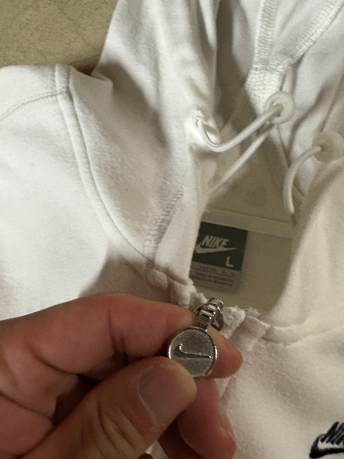 Nike Womens Vintage 00’s Nike Y2K Full Zip Up Hoodie White Large Size L / US 10 / IT 46 - 4 Thumbnail