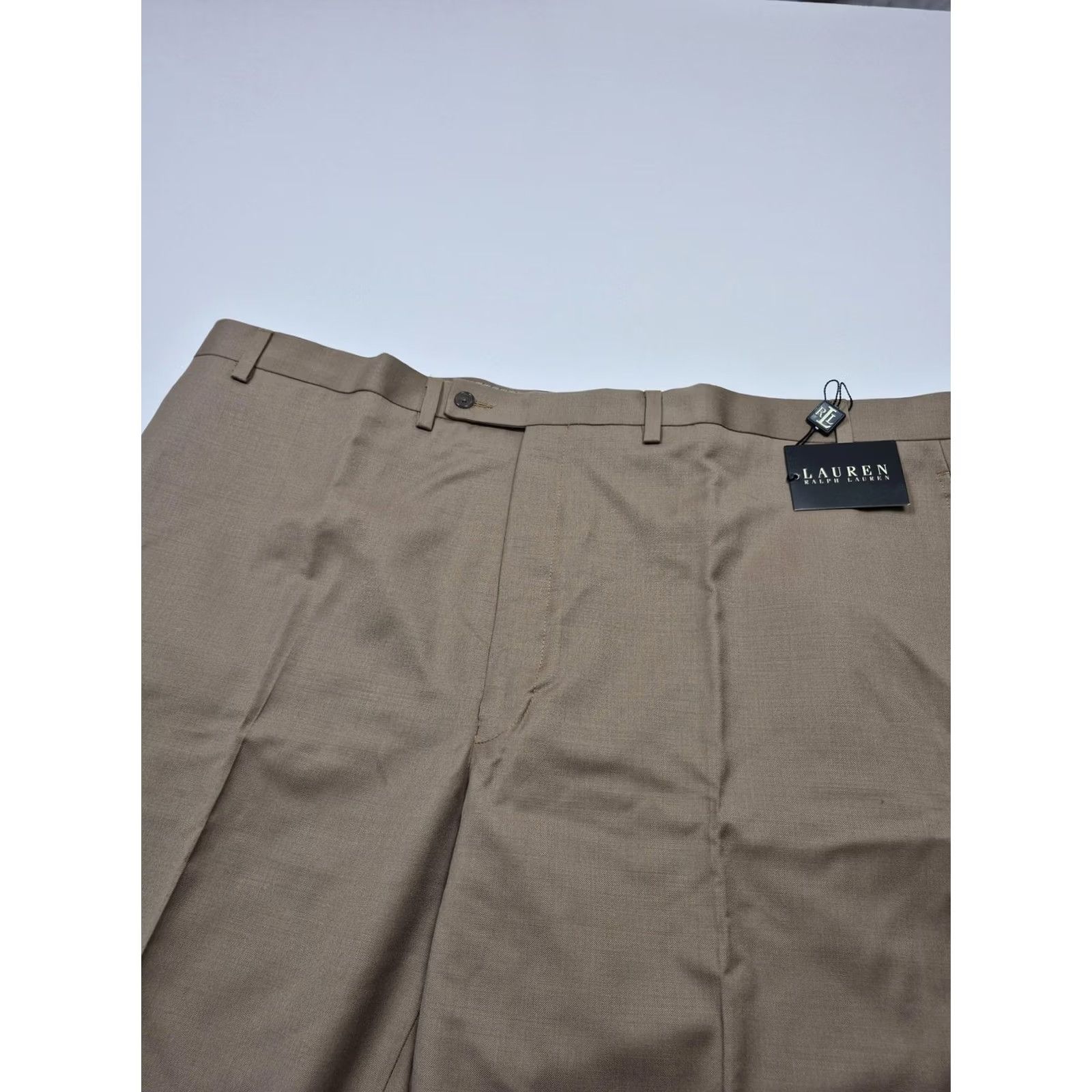 Ralph Lauren VTG? No. Vintage: No. VTG Lauren Ralph Lauren Dress Pants Mens 46x34 Beige Wool Flat Front NWT Office Size US 30 / EU 46 - 2 Thumbnail