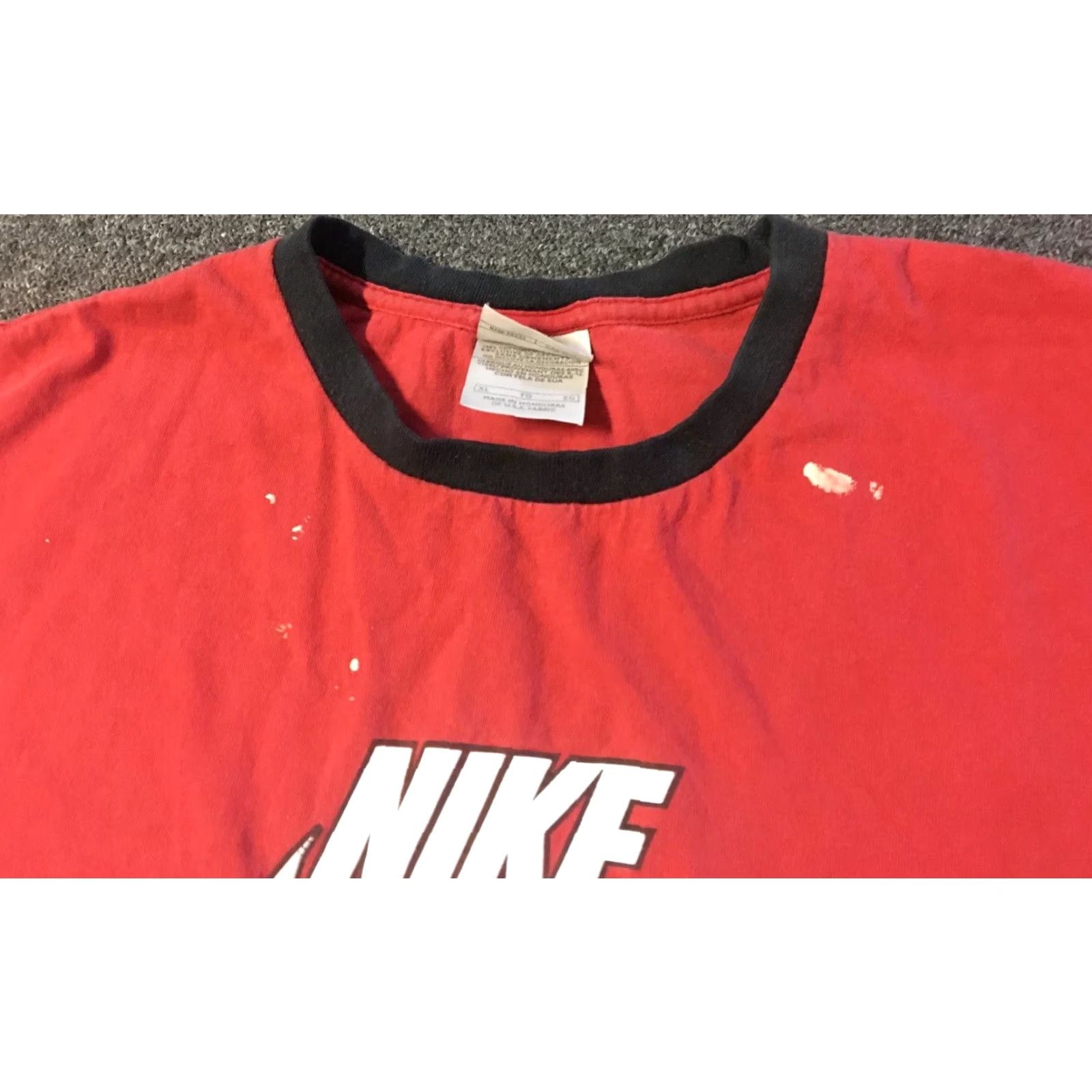 Nike VINTAGE Nike Swoosh T-Shirt XL Red Distressed Faded Ringer Grunge 90s Mens Men Sports Retro Logo USA Size US XL / EU 56 / 4 - 4 Thumbnail