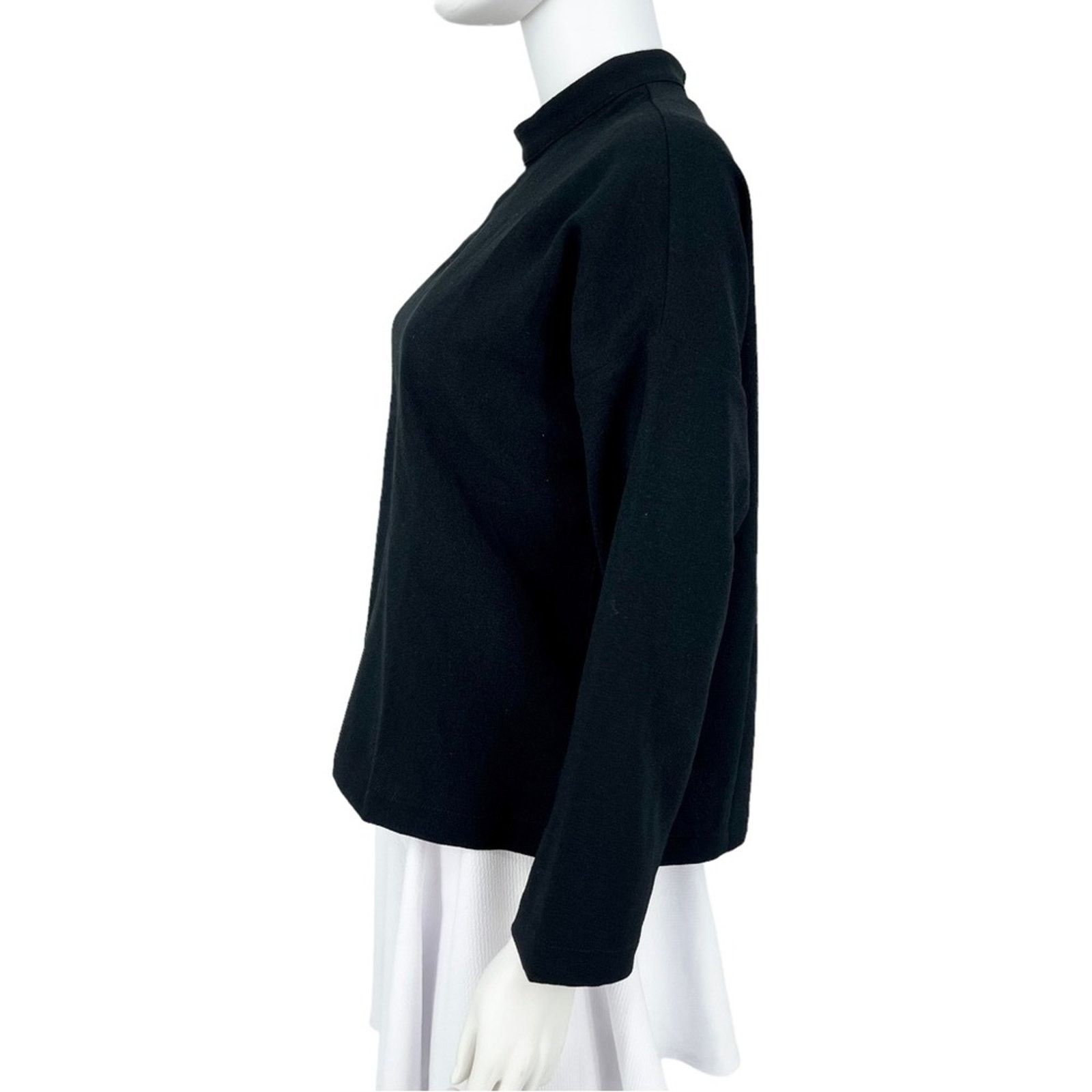 Madewell Madewell Black Mockneck Bell Sleeve Cropped Shirt Blouse Size S / US 4 / IT 40 - 2 Thumbnail