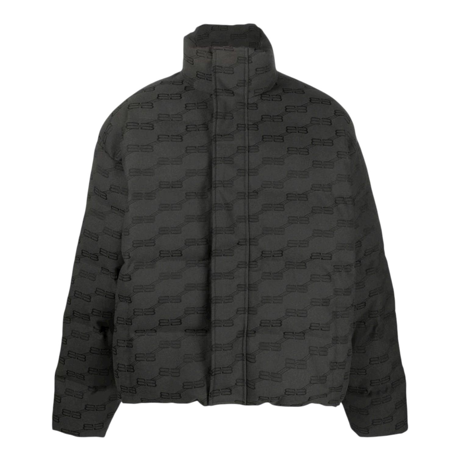 Balenciaga BB Logo Hooded Down Jacket Monogram Black Grey Size US S / EU 44-46 / 1 - 1 Thumbnail