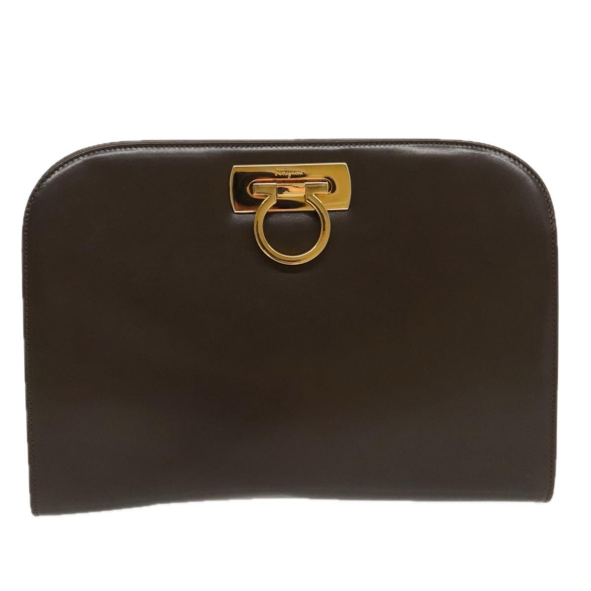 Salvatore Ferragamo Gancini Brown Leather Shoulder Bag (Pre-Owned) Size ONE SIZE - 1 Thumbnail