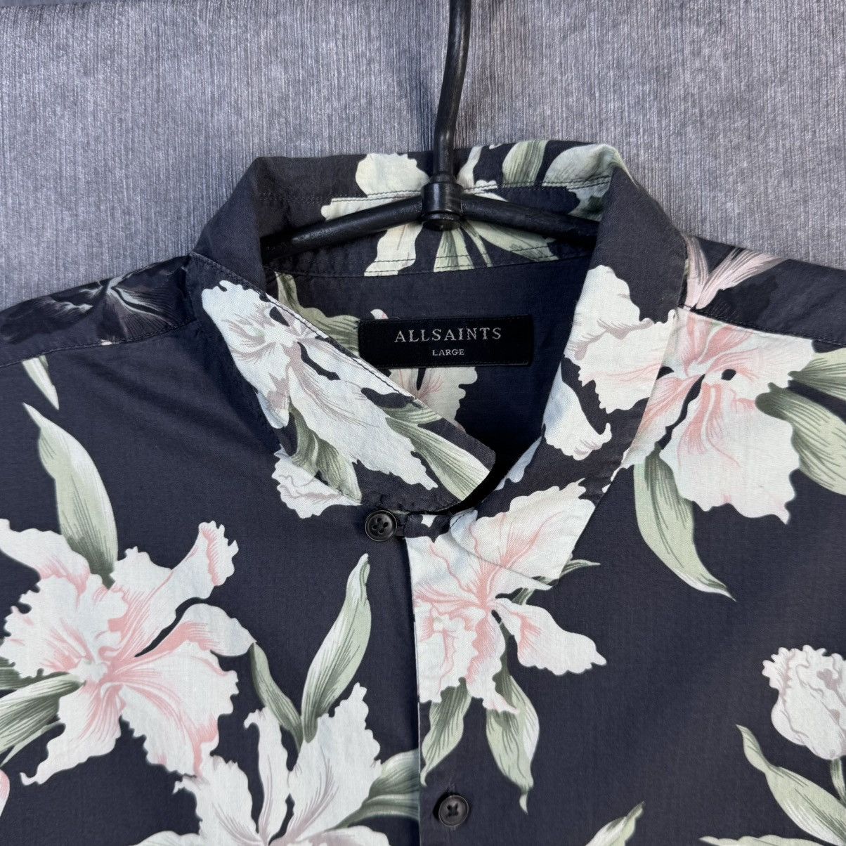 Allsaints AllSaints Hawaiian Shirt Mens Black Floral Tropical Print Size US L / EU 52-54 / 3 - 3 Thumbnail