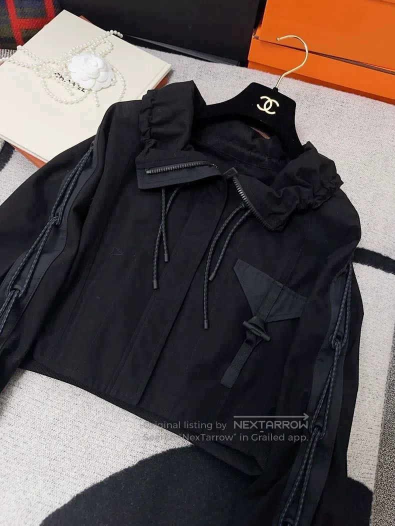Hermes Hermes Black Short Drawstring Hooded Jacket Size XXS / US 00 / IT 34 - 3 Thumbnail