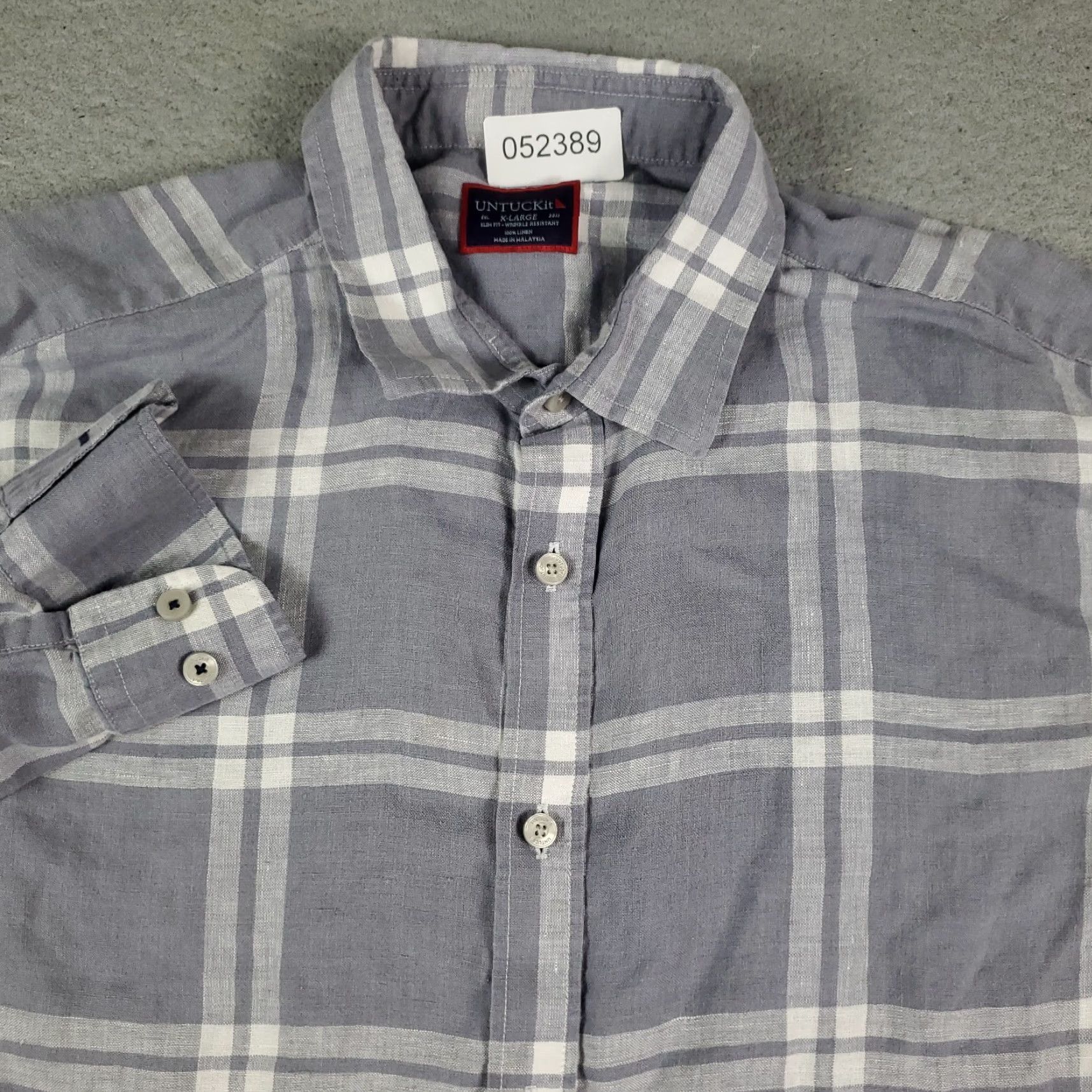 UNTUCKit UNTUCKit Shirt Mens XL Gray Plaid Linen Button Up Long Sleeve Casual Everyday Wear Size US XL / EU 56 / 4 - 2 Thumbnail
