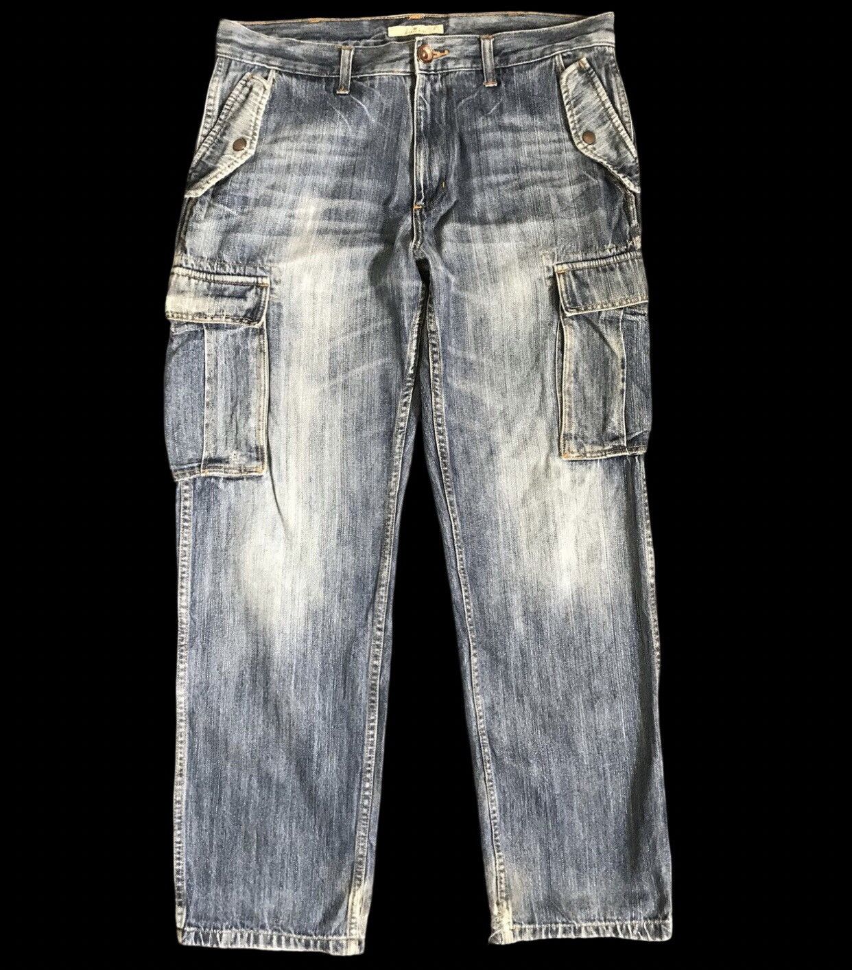 Global Work CP193 GLOBAL WORK Japan Faded Cargo Jeans Size US 35 - 1 Thumbnail