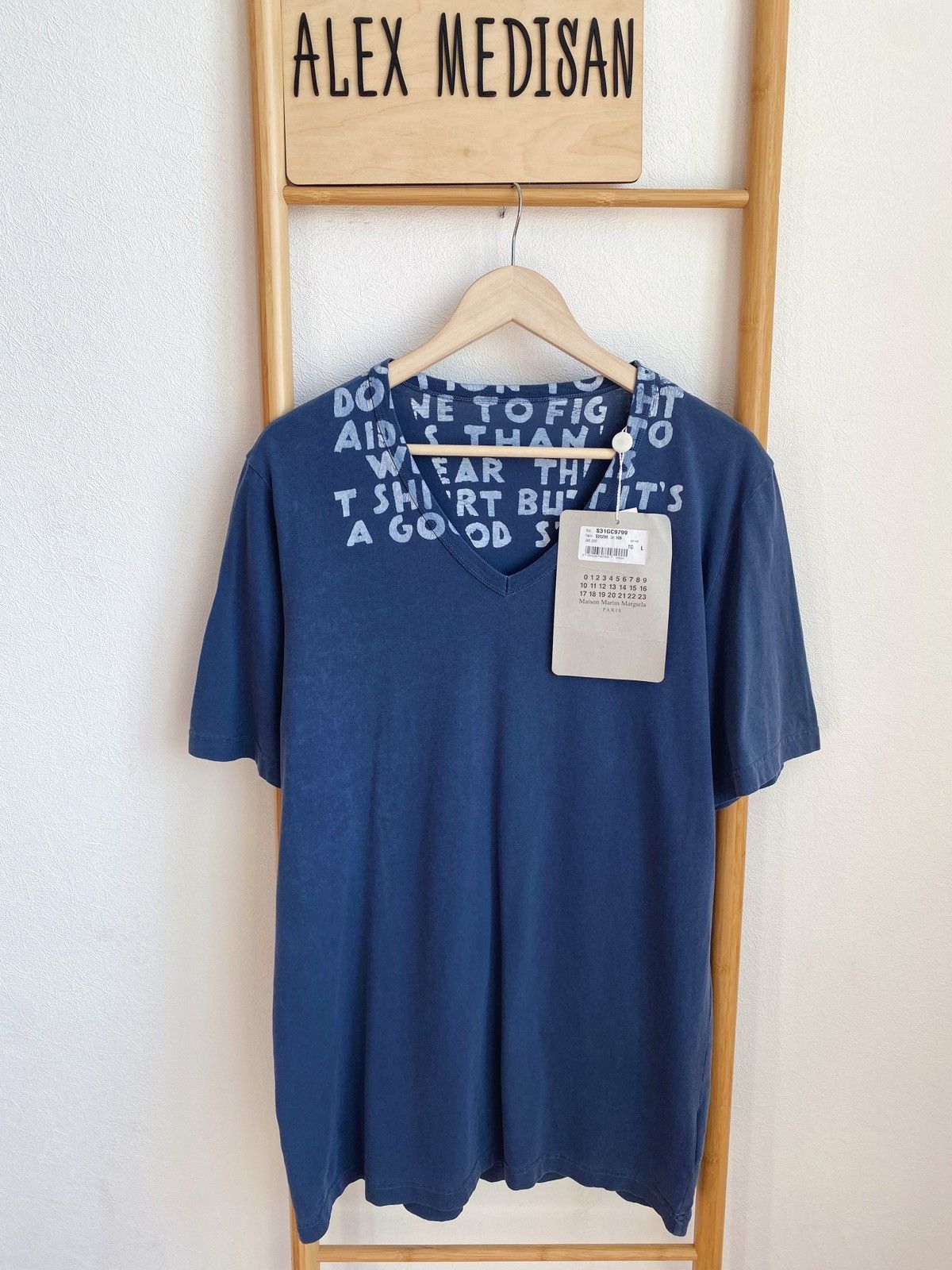 Maison Margiela MAISON MARTIN MARGIELA AIDS garment dyed v- neck t-shirt Size US L / EU 52-54 / 3 - 1 Thumbnail