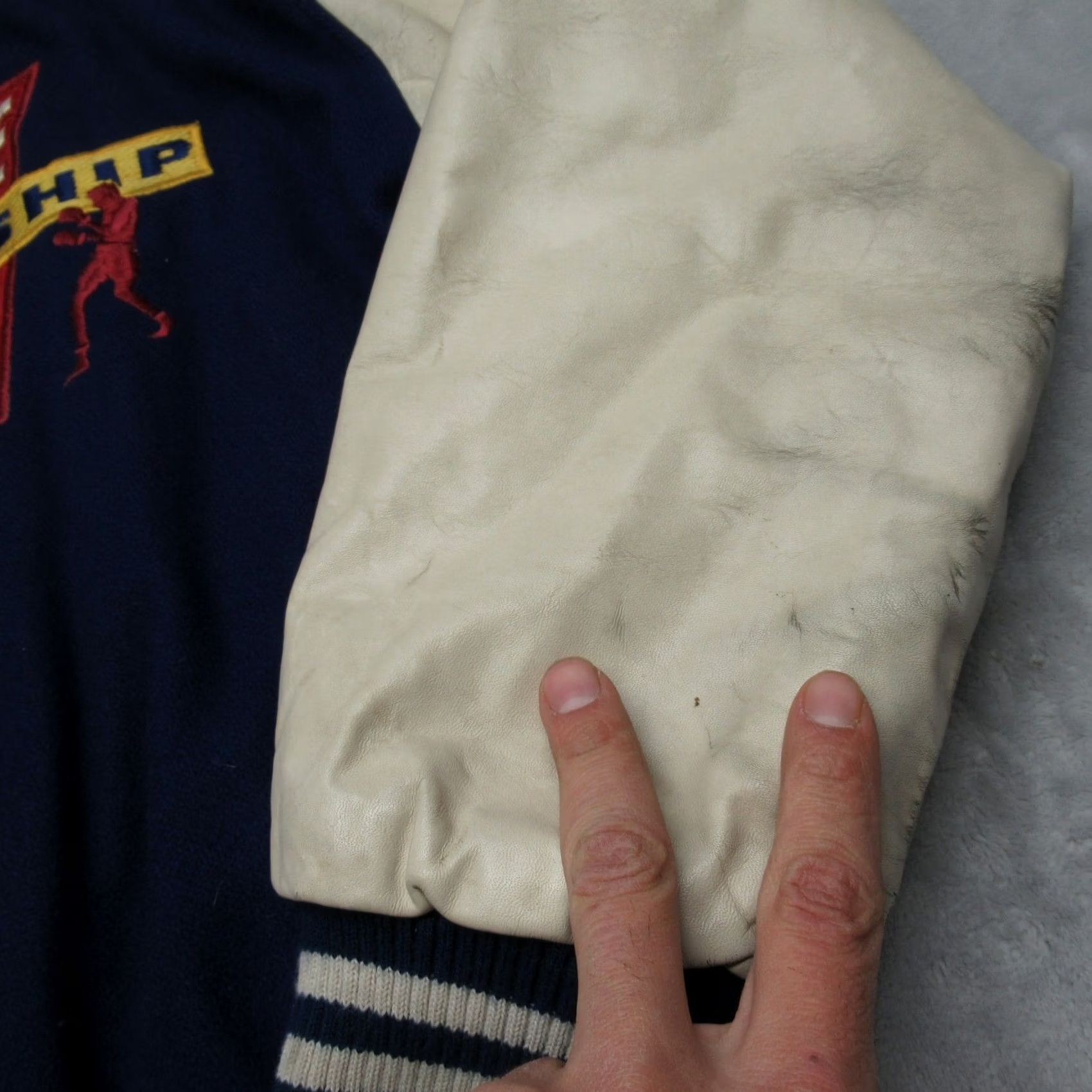 Thrasher Vintage Showtime Boxing Leather Jacket Mens Medium Blue Quilted USA Thrashed Size US M / EU 48-50 / 2 - 6 Thumbnail