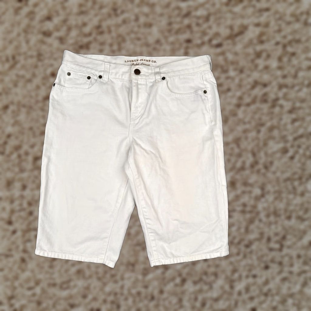 Ralph Lauren Ralph Lauren Jeans Shorts Women 6 White Denim 100% Cotton Mid Rise Casual 30x12 Vintage: No Mens Womens Boys Girls Size 28" / US 6 / IT 42 - 1 Thumbnail