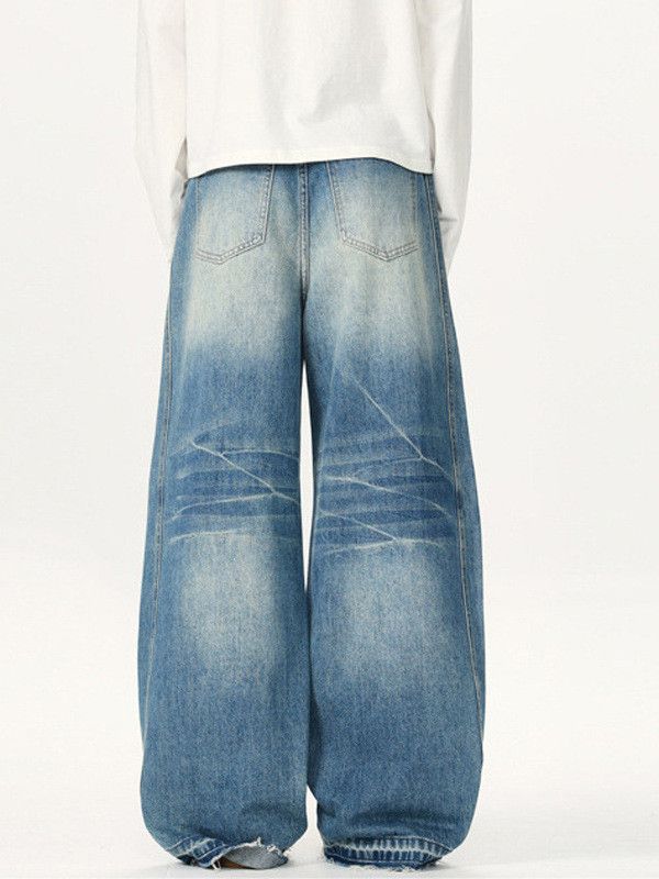 Vintage American street distressed washed patchwork curved jeans Size US 32 / EU 48 - 5 Thumbnail