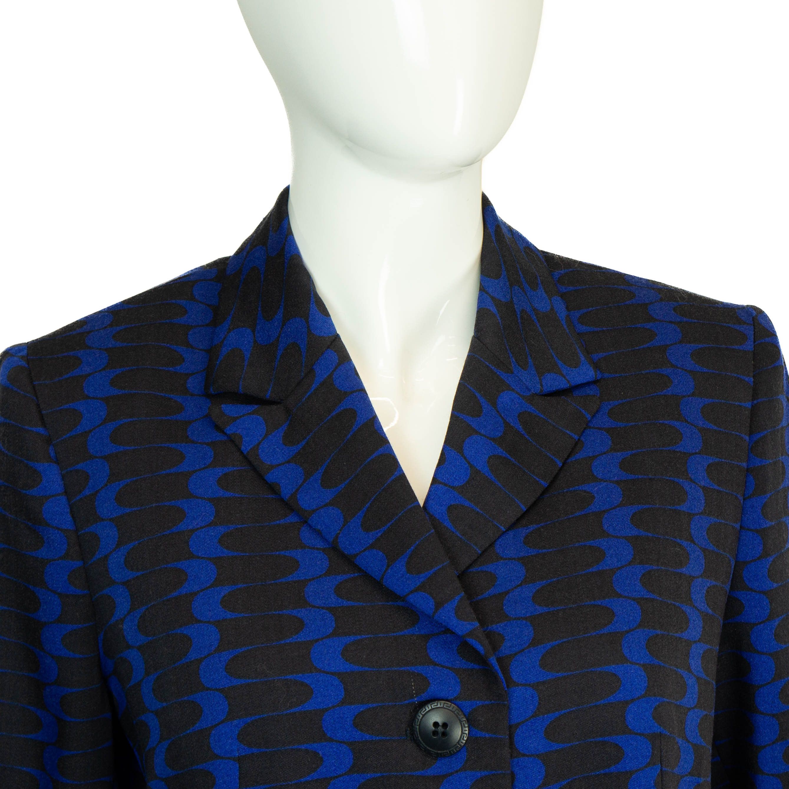 Versace × Versace Jeans Couture × Vintage VERSACE Jeans Couture Abstract Blue Skirt Suit Vintage 00s Size S / US 4 / IT 40 - 3 Thumbnail
