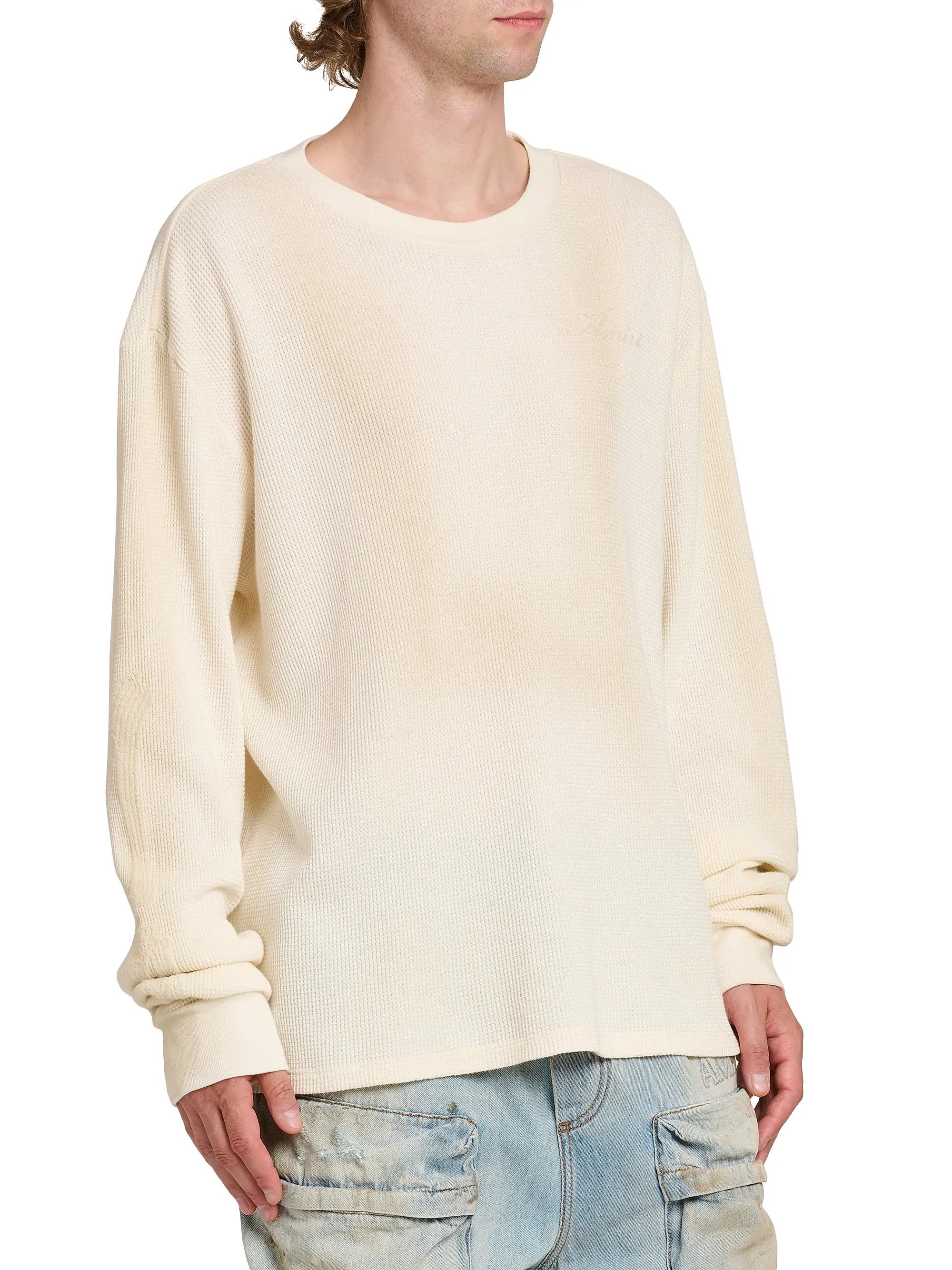 Amiri os11x0526 Bones Cotton Waffle-Knit Shirt in Ivory Size US L / EU 52-54 / 3 - 4 Thumbnail
