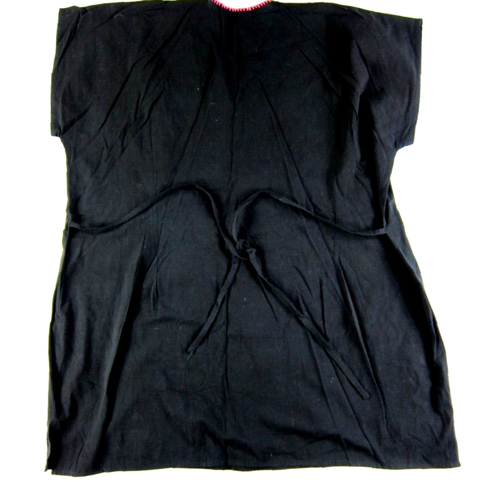 Pinko VINTAGE Mexican Black Pink Blue Green Embroidered V-Neck Smock Peasant Dress 1X Size XL / US 12-14 / IT 48-50 - 2 Thumbnail