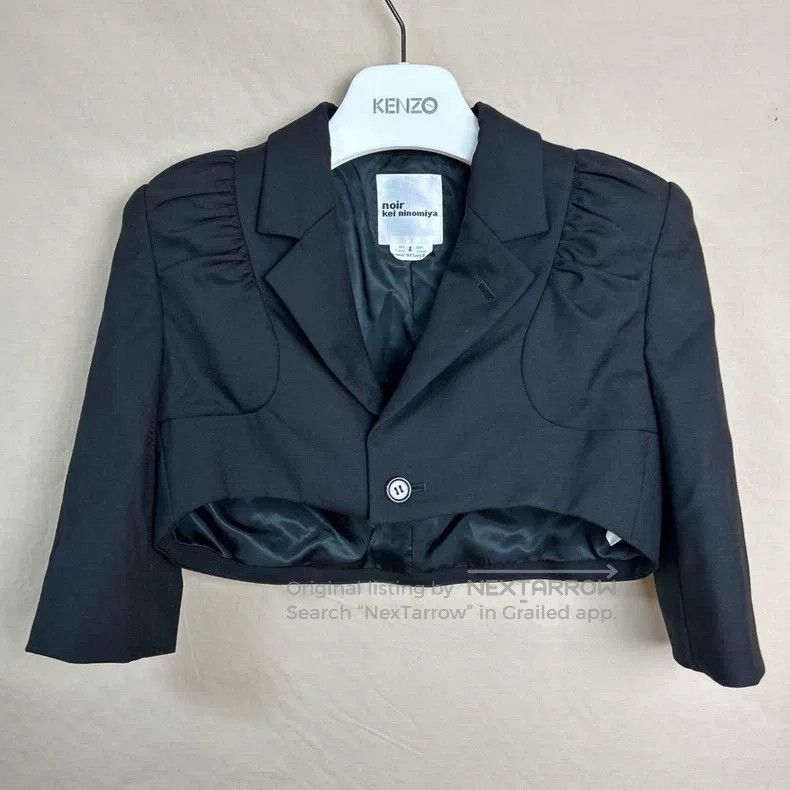 Comme Des Garcons Pleated Short Wide Wool Jacket