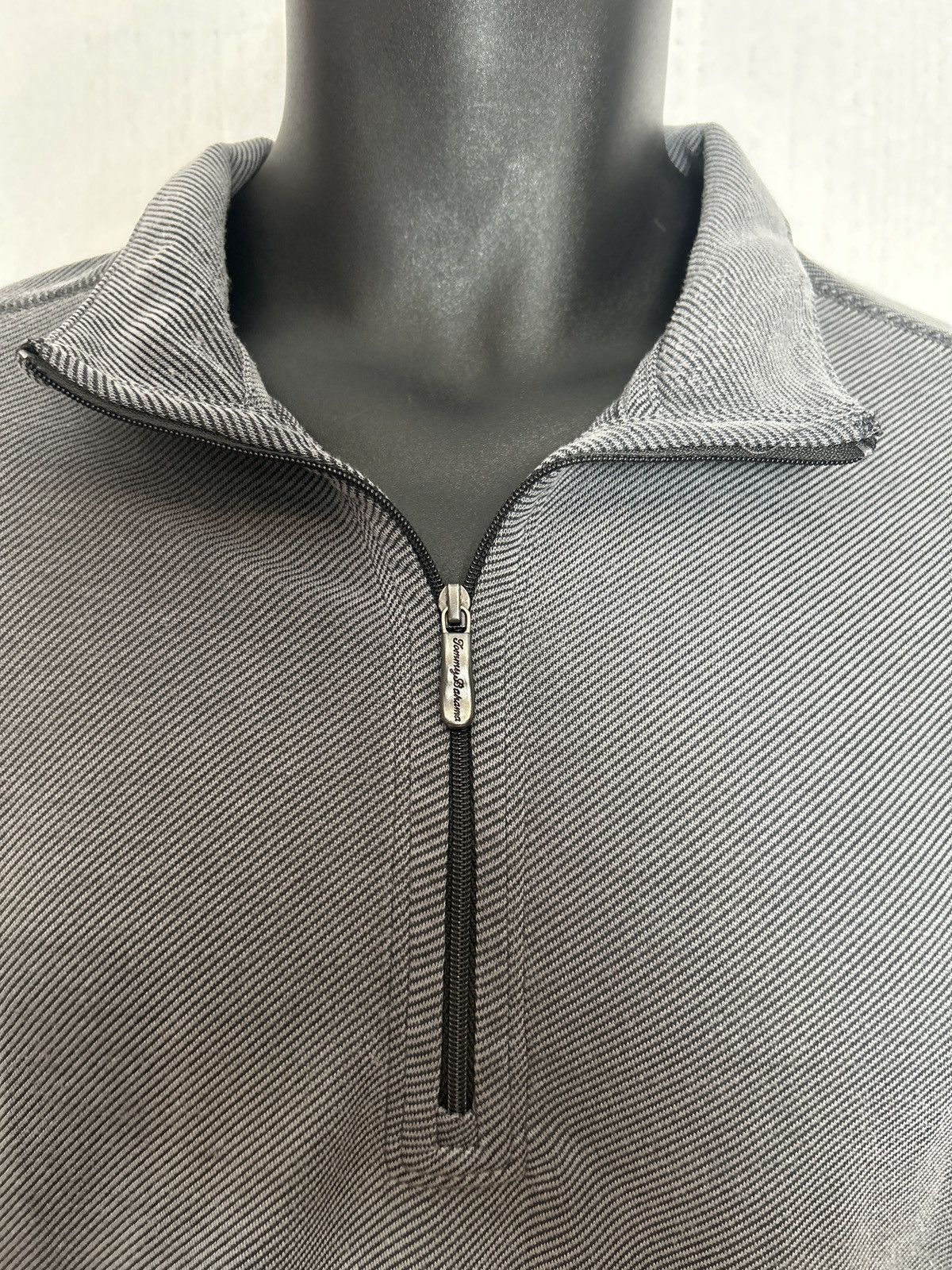 Tommy Bahama Tommy Bahama Men’s Quarter-Zip Pullover Gray Herringbon 0008 Size US M / EU 48-50 / 2 - 2 Thumbnail