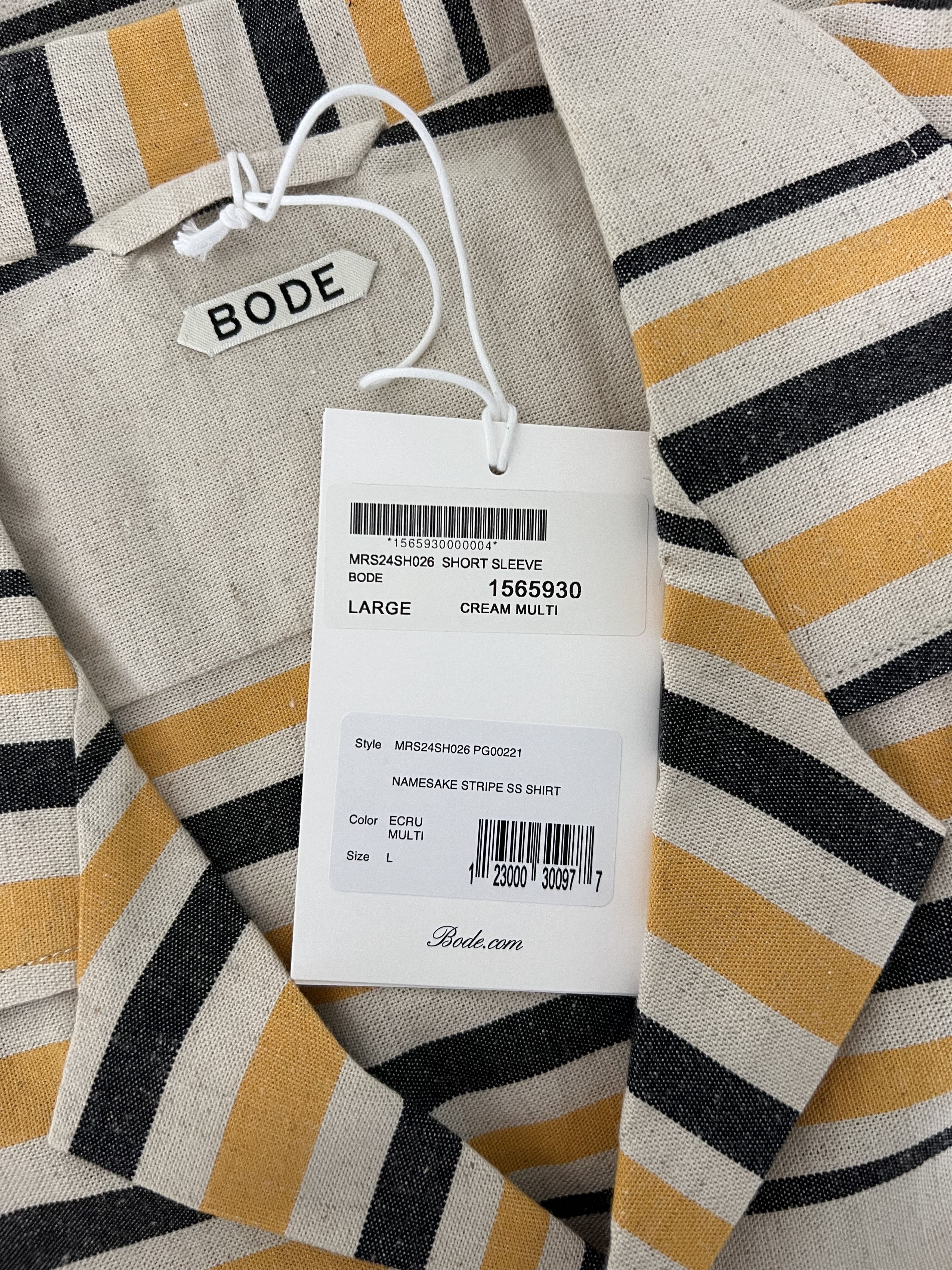 Bode Bode Namesake Stripe SS Shirt in Ecru Yellow Size US L / EU 52-54 / 3 - 9 Thumbnail
