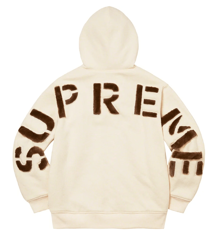 Image of Supreme Faux Fur Lined Zip Up Hooded Sweatshirt (Xl) in Natural, Men's