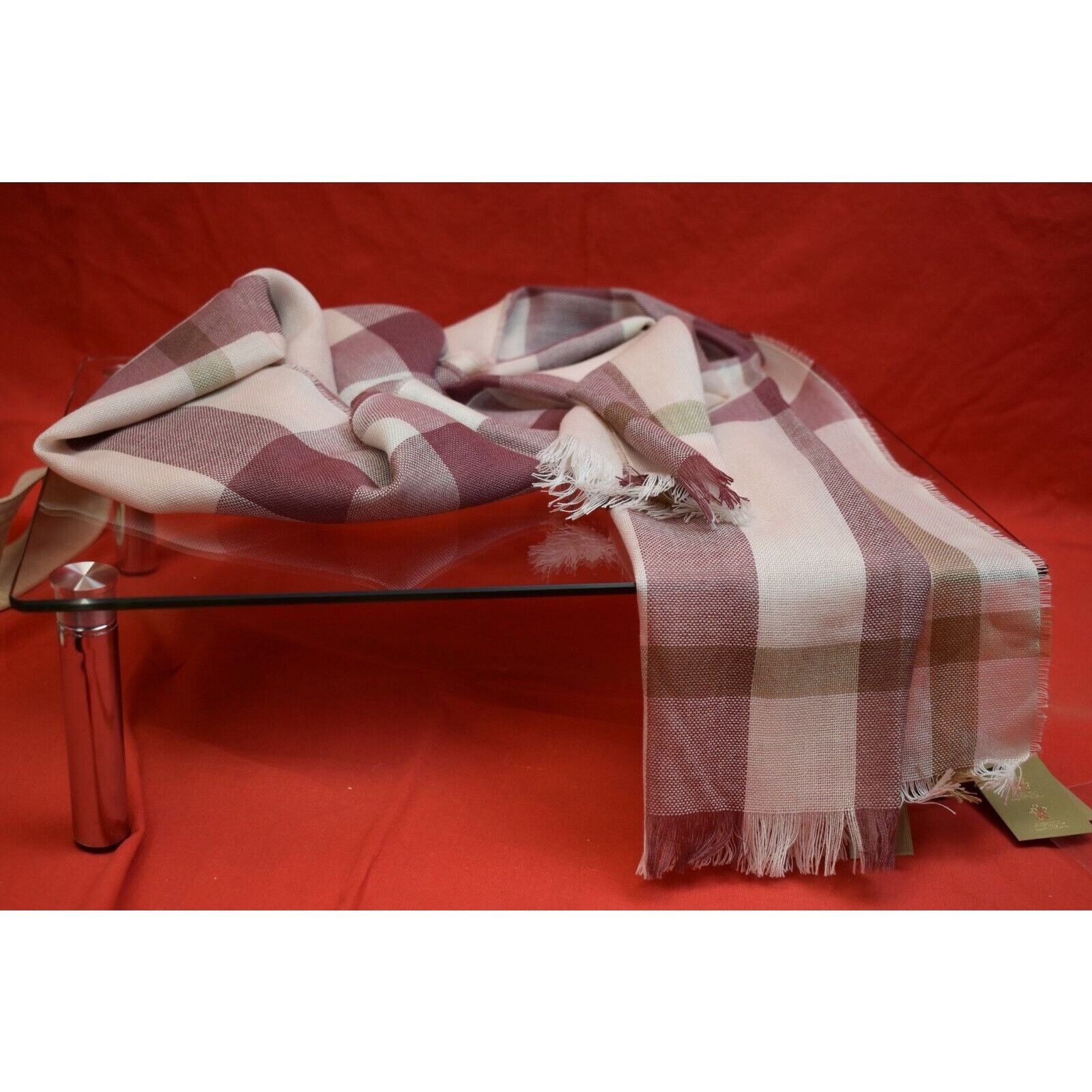 Burberry TONAL PINK WOOL CASHMERE NOVA CHECK LIGHT SCARF 18X80 200X45 Size ONE SIZE - 5 Thumbnail