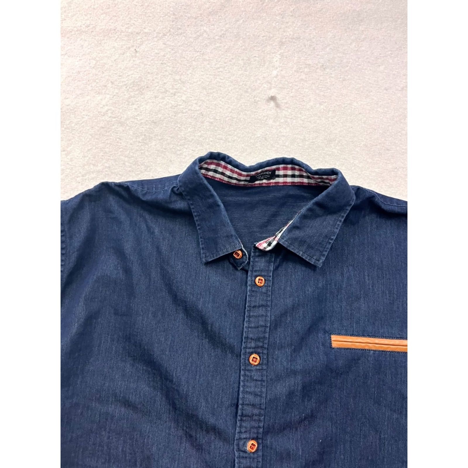 Vintage Coofandy Navy Short Sleeve Button-Up Shirt XL Mens Checkered, Regular Fit, Chest Pocket, Lightweight, Cotton Polyester, Pre-Owned Like New Size US XL / EU 56 / 4 - 6 Thumbnail