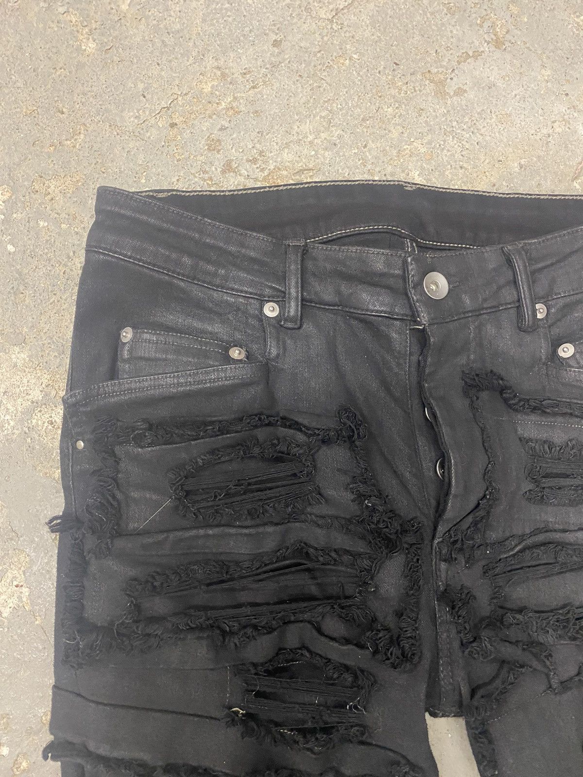 Rick Owens Drkshdw Rick Owens Thrashed Tyrone Waxed Denim Size US 31 - 2 Thumbnail