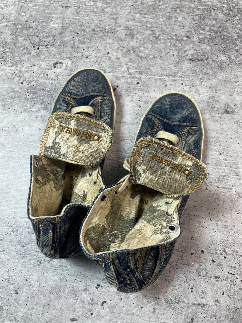 Diesel Vintage 00s Diesel Studded Lace Up Denim Shoes Y2K Size US 7 / EU 40 - 4 Thumbnail